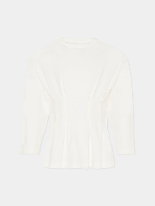 T-shirt avorio per bambina con logo,Douuod Kids,DX8A50 Z2868 101