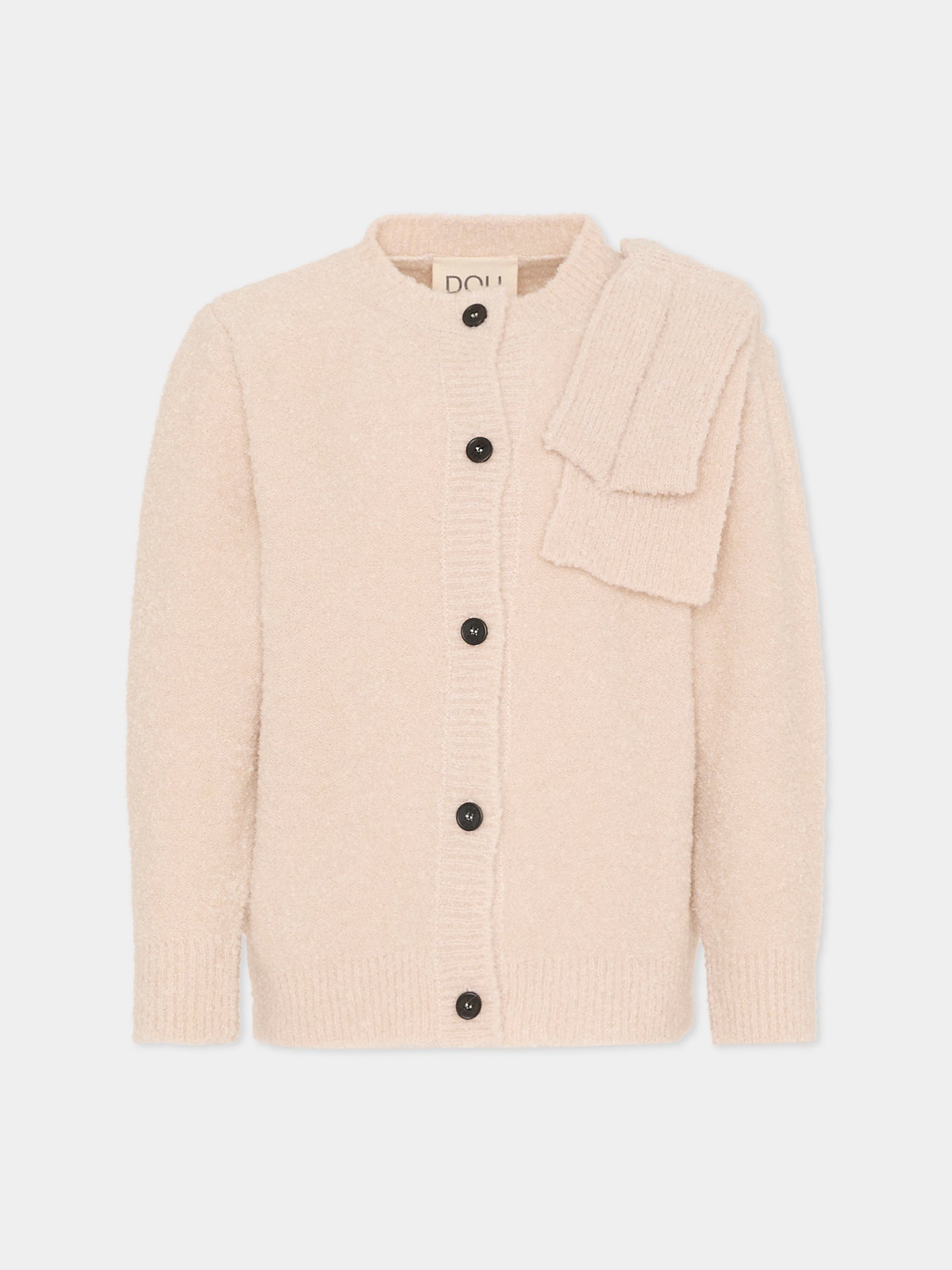 Cardigan beige per bambina con fiocco,Douuod Kids,DX9A20 W0223 107