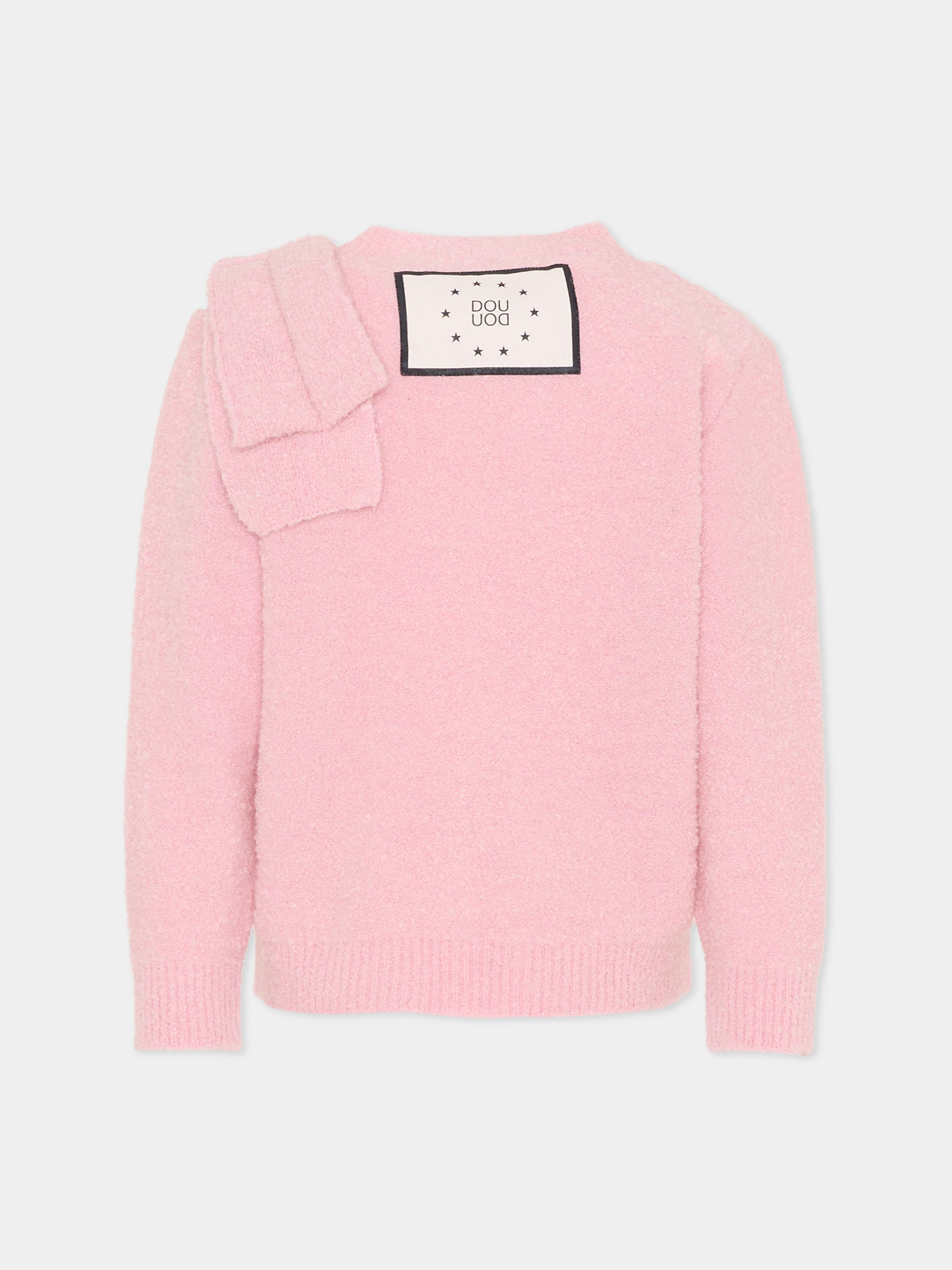 Cardigan rosa per bambina con fiocco,Douuod Kids,DX9A20 W0223 511