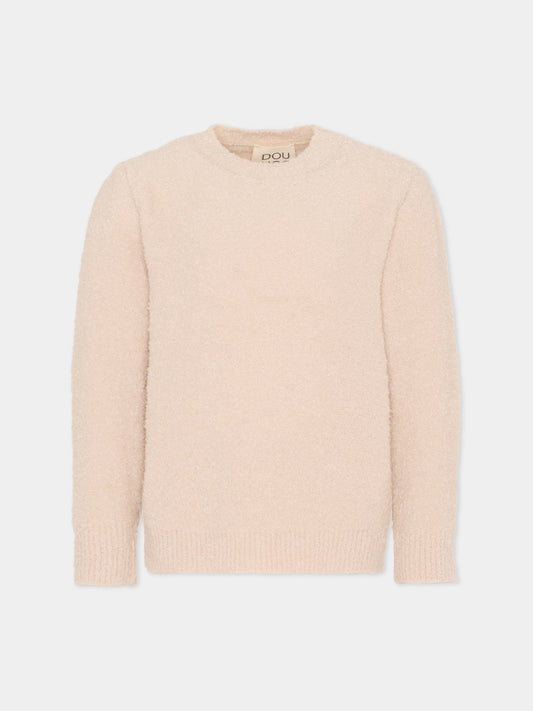 Maglione beige per bambina con logo,Douuod Kids,DX9A60 W0223 107