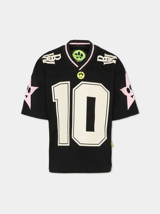 T-shirt nera per bambina con logo,Barrow,F5BKJGTH195 110