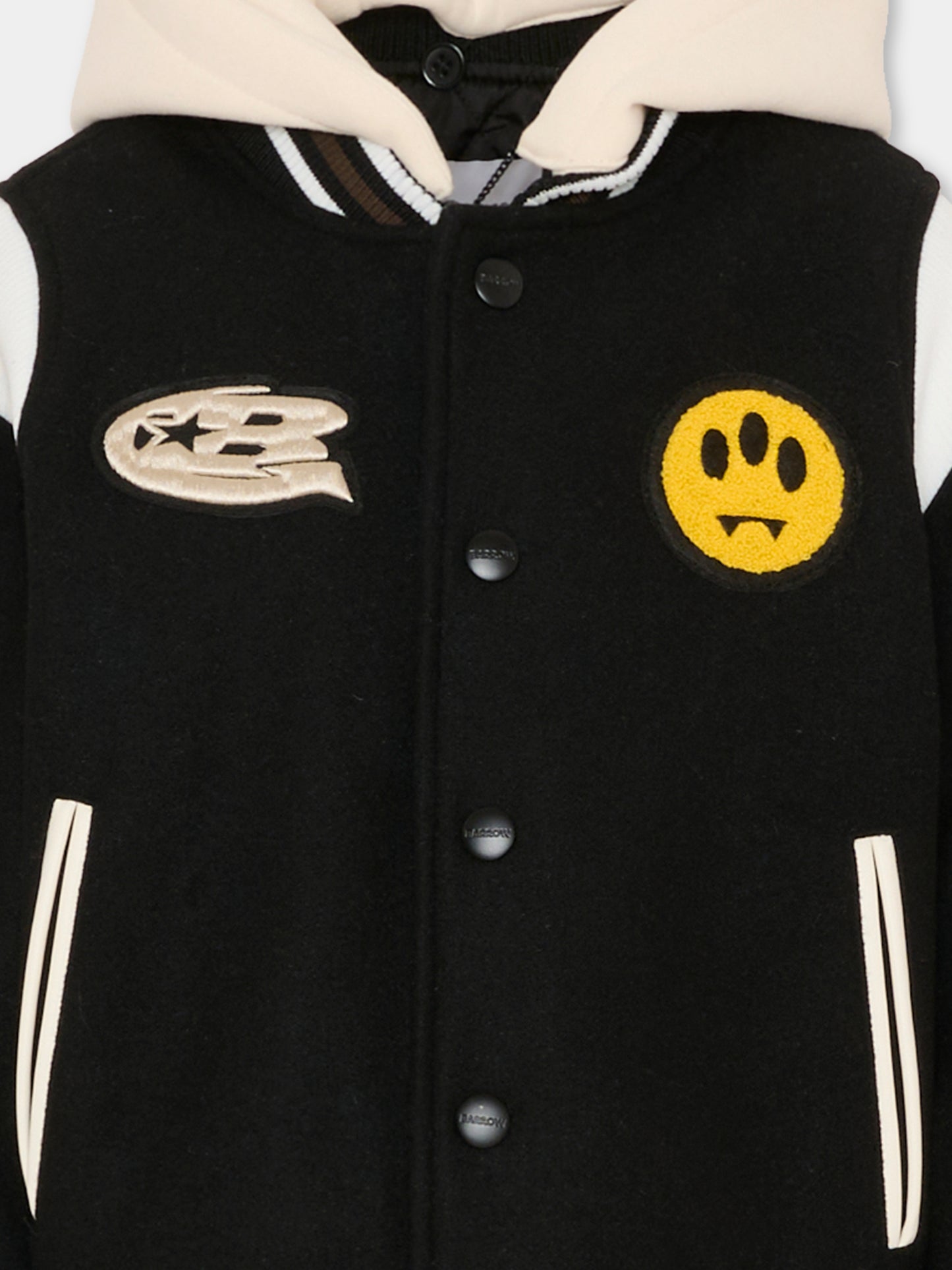 Bomber nero per bambino con patch logati,Barrow,F5BKJUJK070 110