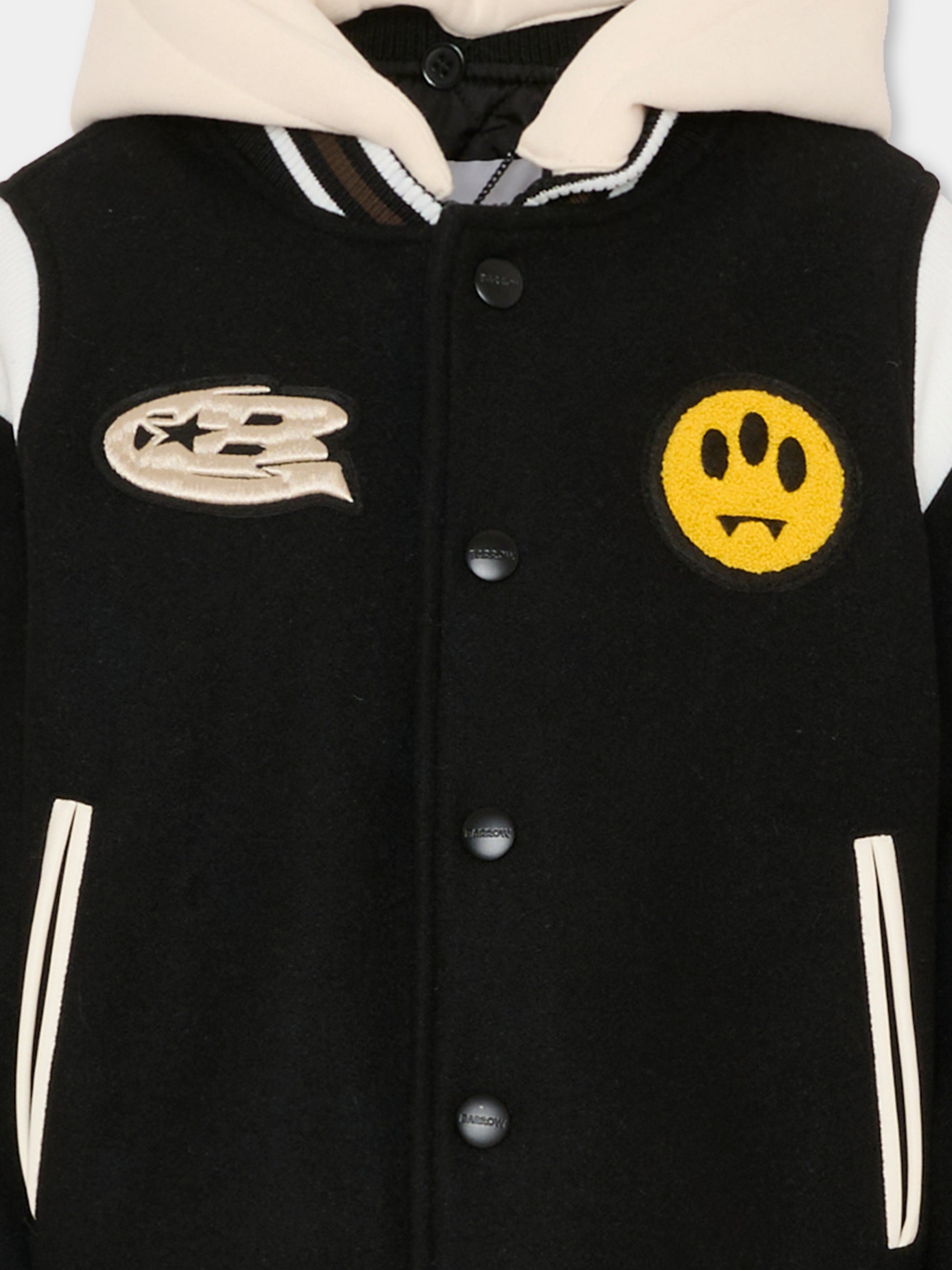 Bomber nero per bambino con patch logati,Barrow,F5BKJUJK070 110