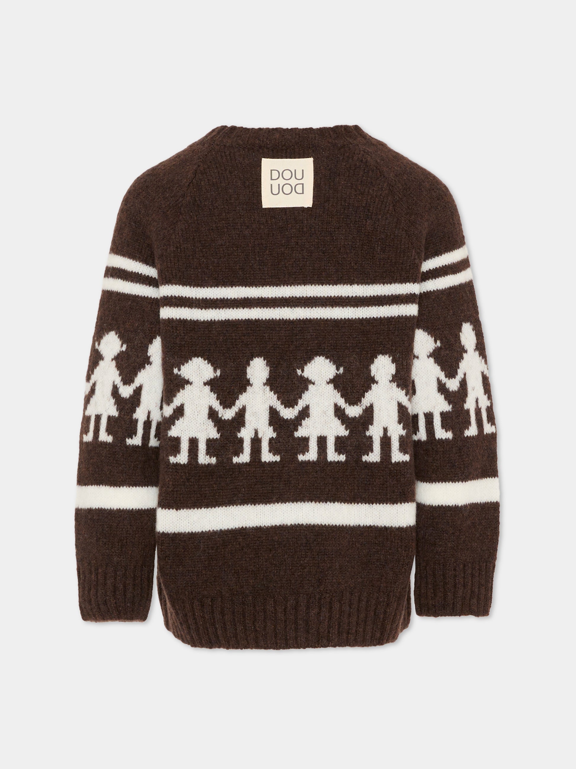 Maglione marrone per bambini con motivo jacquard,Douuod Kids,DX9P10 W0222 855AV