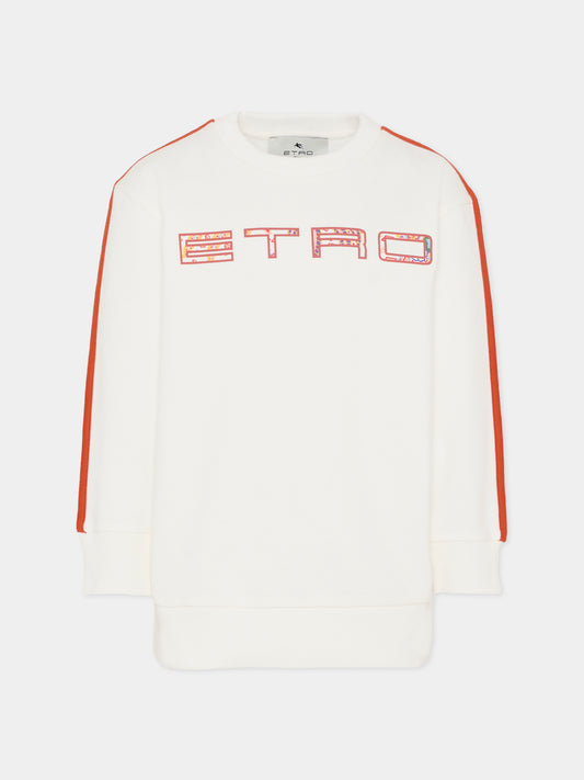 Felpa bianca con logo per bambina,Etro,GX4P70 Z3183 101AR