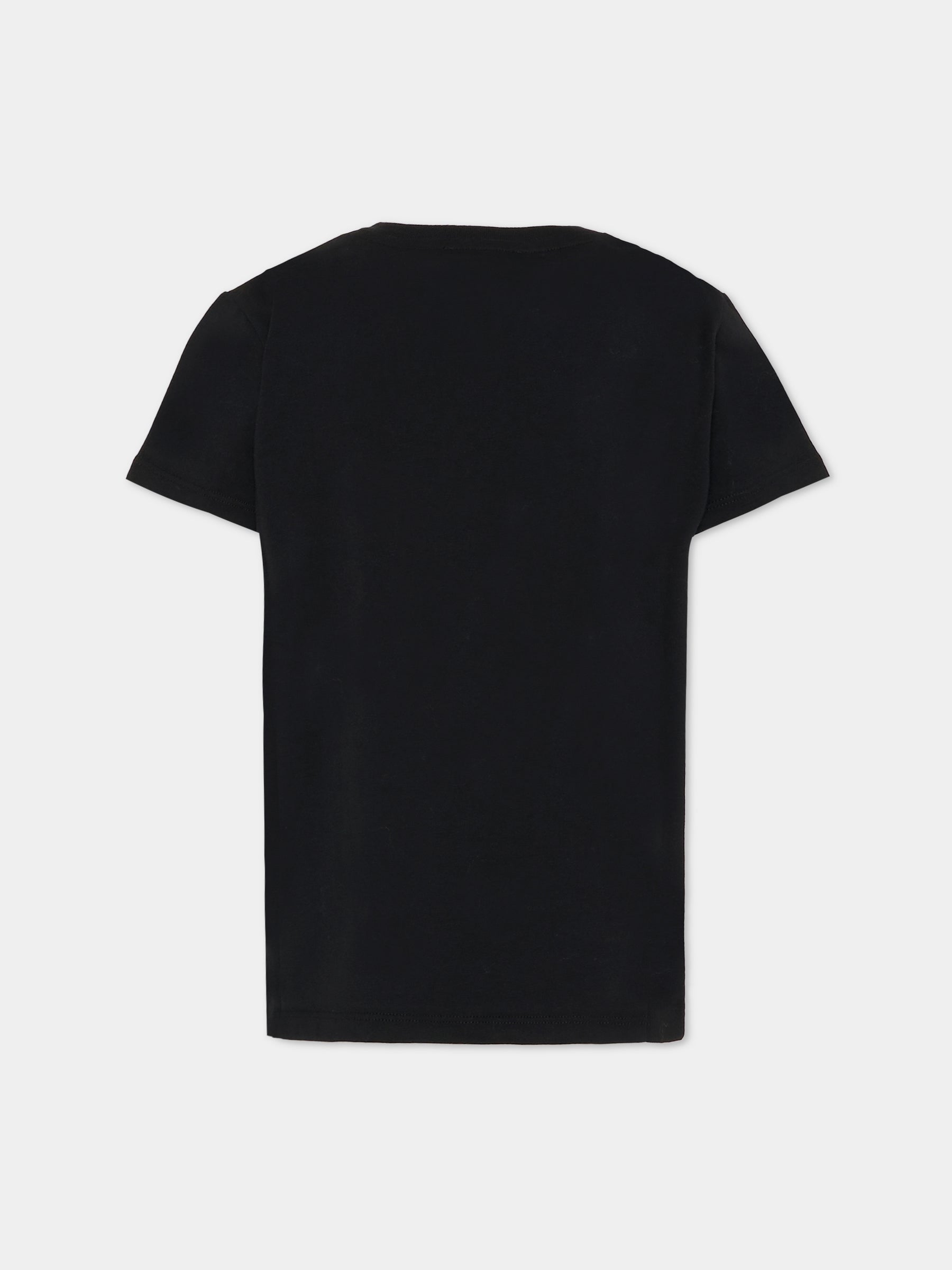 T-shirt nera con patch per bambina,Emilio Pucci Junior,PX8A91 Z3186 930