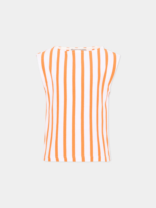 Top bianco a righe per bambina,Vélocipède,VLC-SS26-TS004 WHITE AND TANGERINE