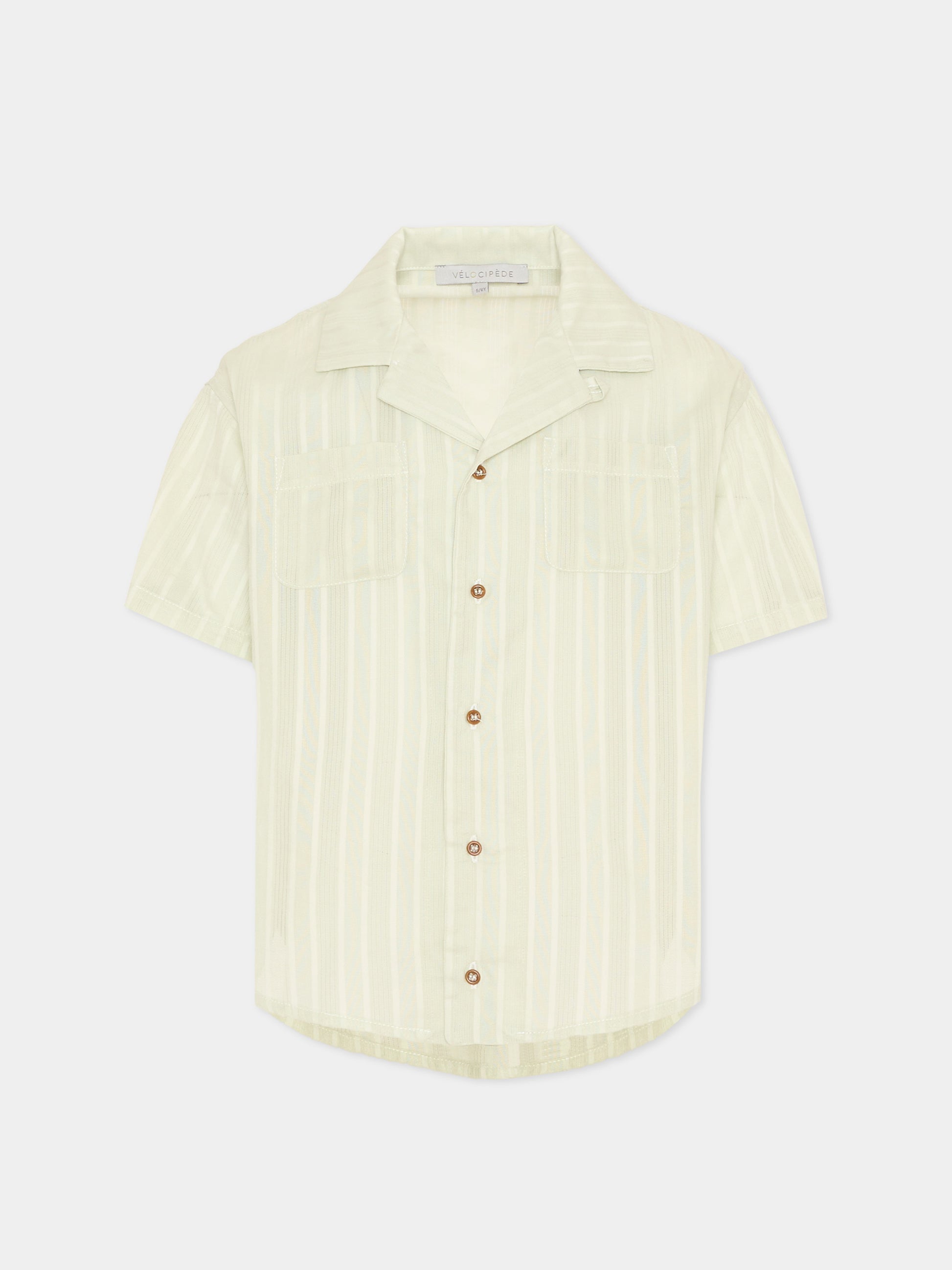 Camicia verde per bambino a righe,Vélocipède,VLC-SS26-SH005 AQUA