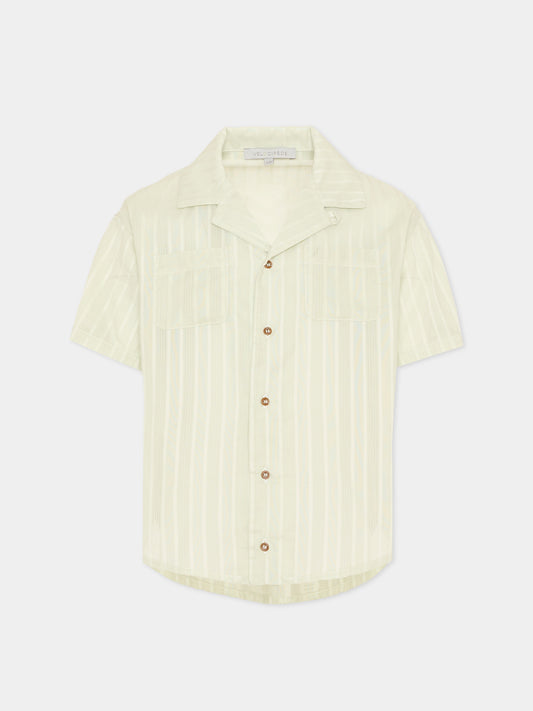 Camicia verde per bambino a righe,Vélocipède,VLC-SS26-SH005 AQUA