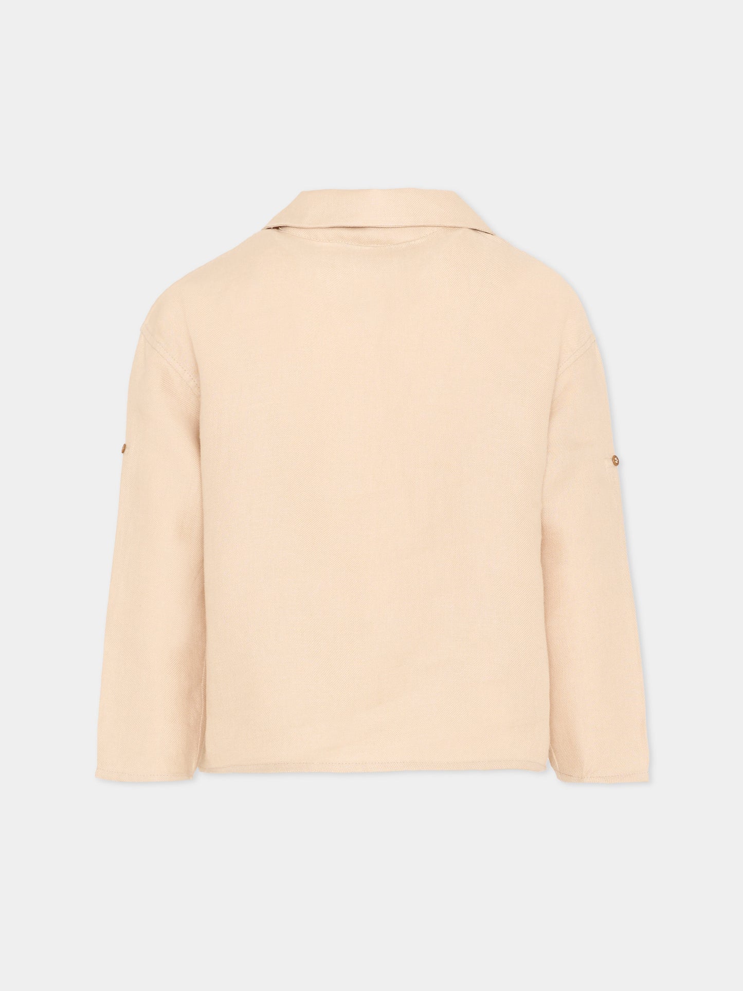 Polo beige in lino per bambini,Vélocipède,VLC-SS26-SH004 OYSTER