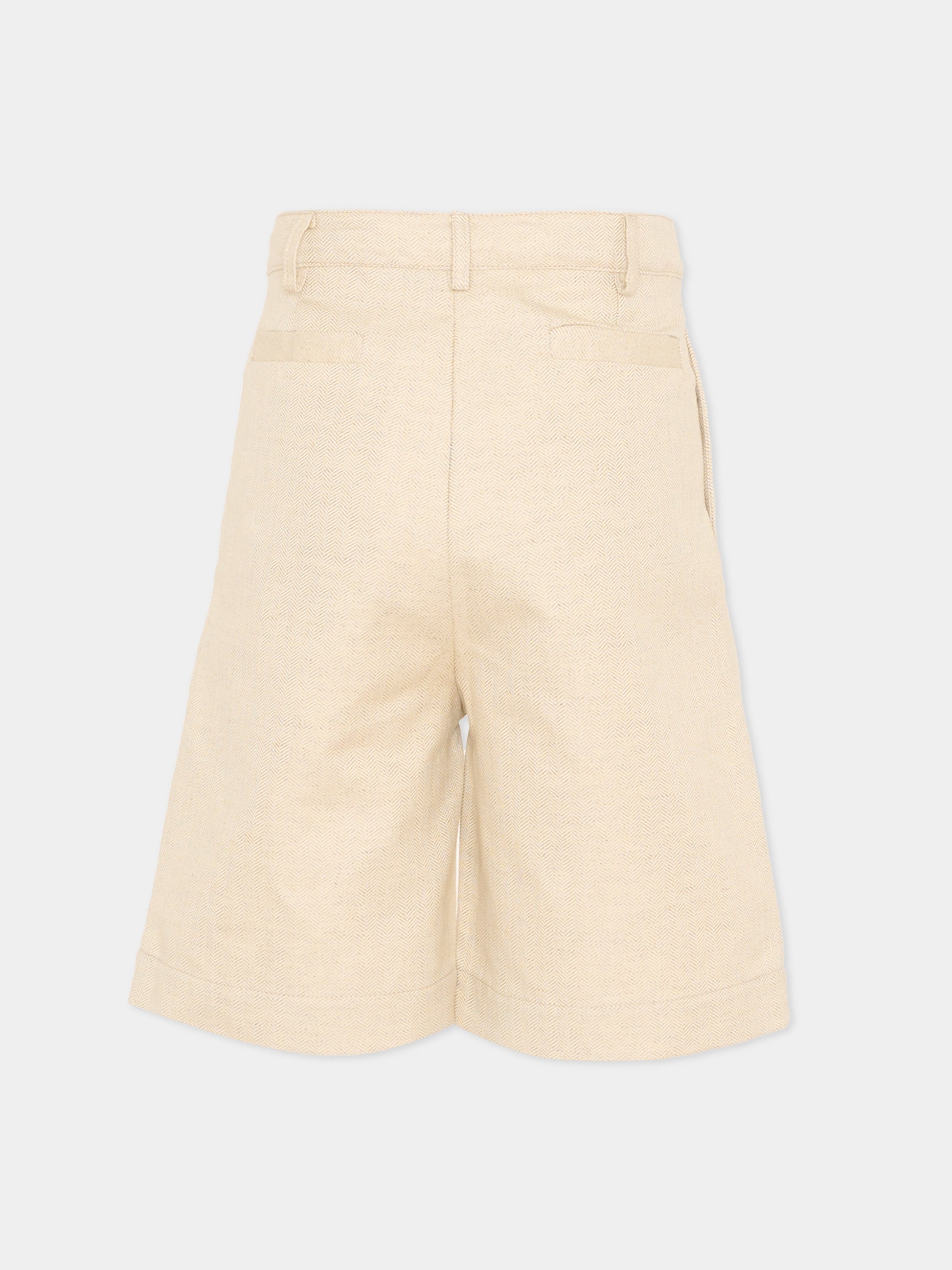 Shorts beige chevron per bambino,Vélocipède,VLC-SS26-TR004 OYSTER