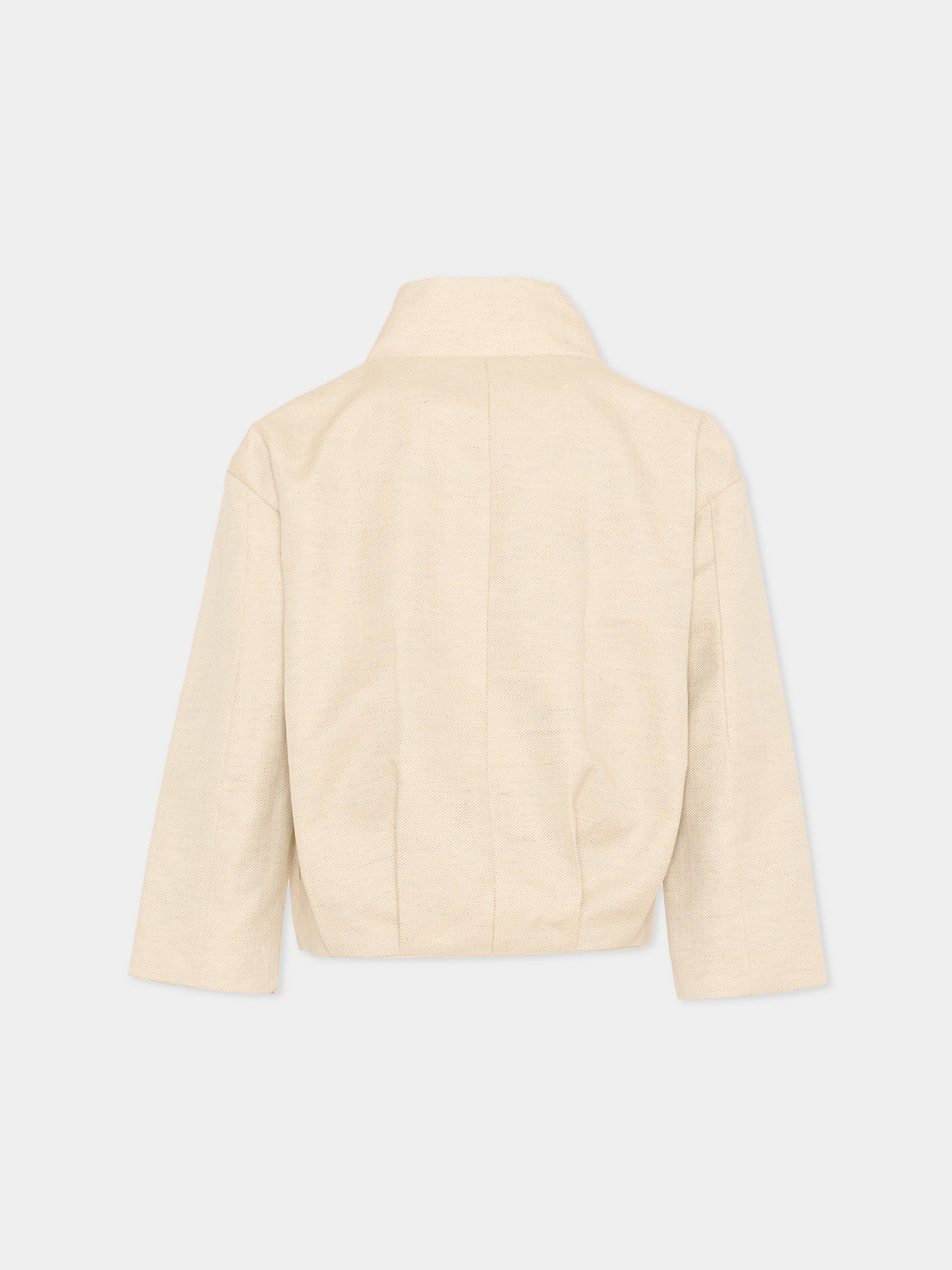 Bomber beige chevron per bambina,Vélocipède,VLC-SS26-JK004 OYSTER