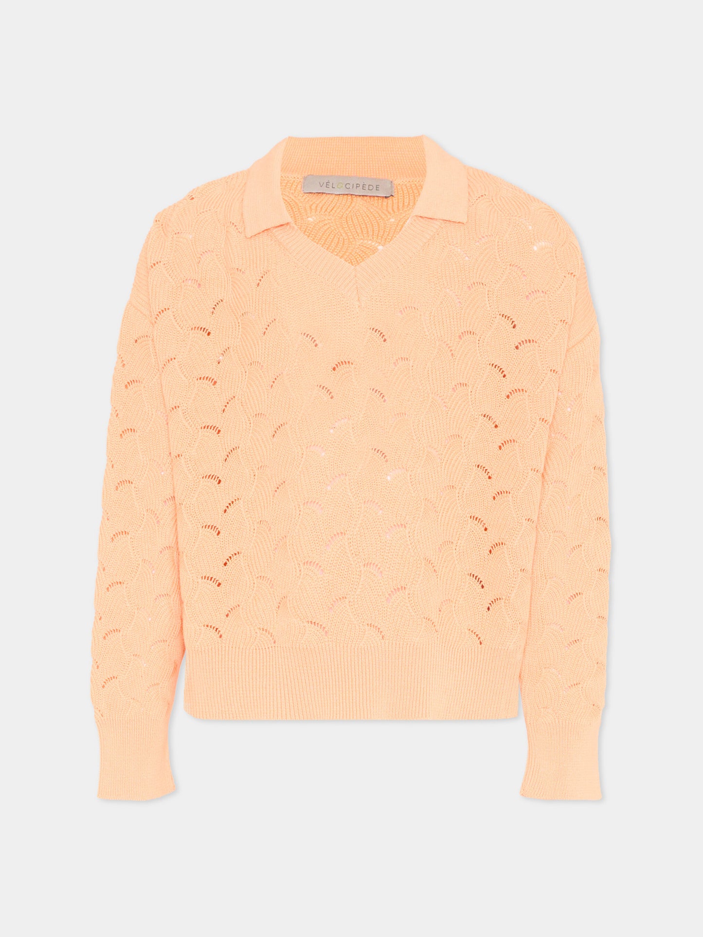 Maglione arancione per bambina traforato,Vélocipède,SAMI SWEATER PEACH