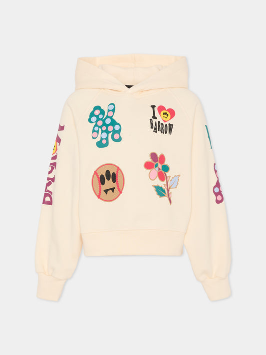 Felpa avorio per bambina con smile e scritta,Barrow,F5BKJGHS189 013
