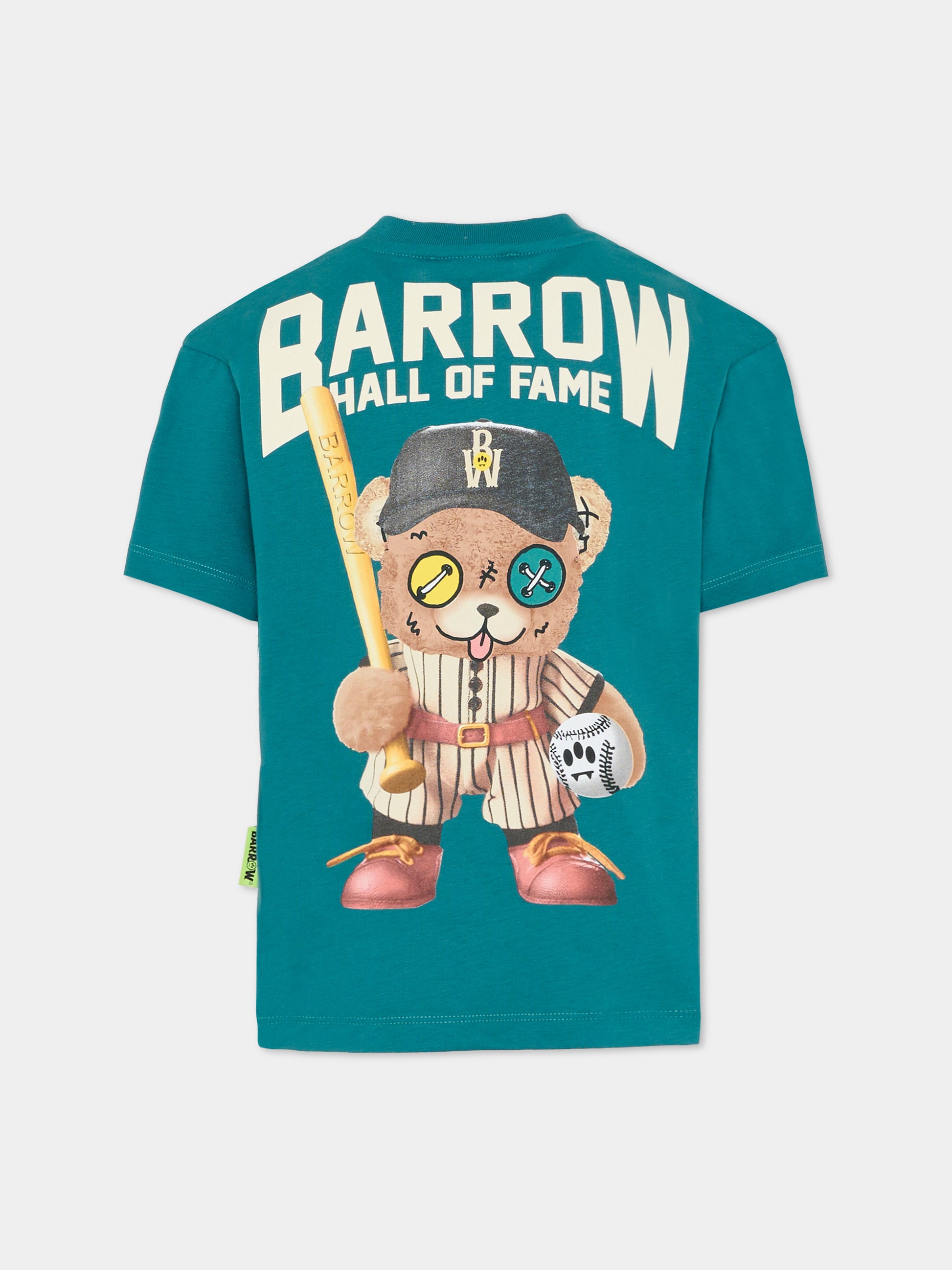 T-shirt verde per bambini con stampa Bear Baseball,Barrow,F5BKJUTH083 309