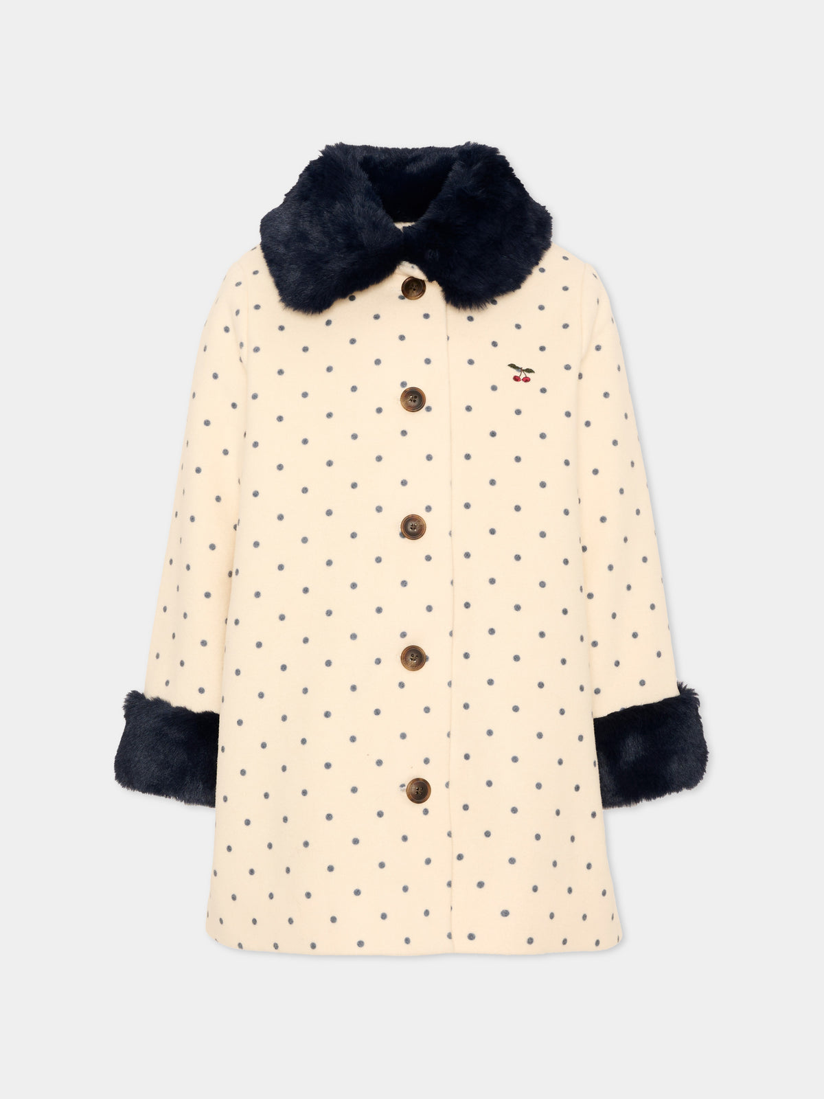 Cappotto avorio per bambina a pois,Konges Sløjd,KS105753 DOT LUMIERE