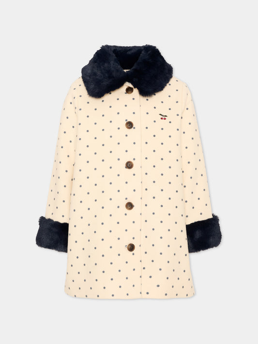 Cappotto avorio per bambina a pois,Konges Sløjd,KS105753 DOT LUMIERE