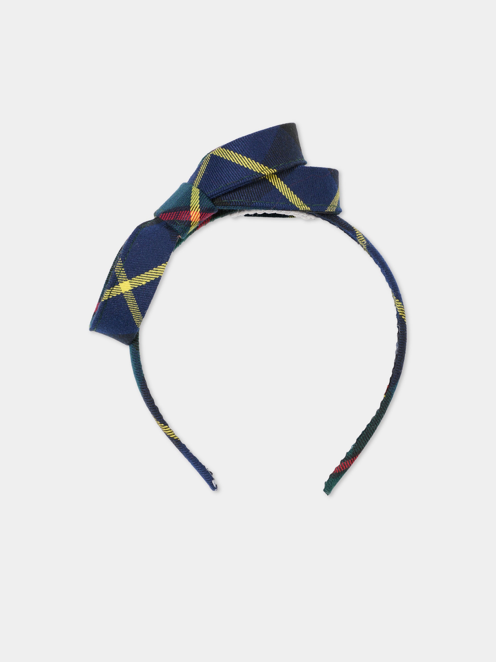 Cerchietto Infinity verde per bambina con fiocco tartan,Nennè Studio,INFINITY VERDE INGLESE