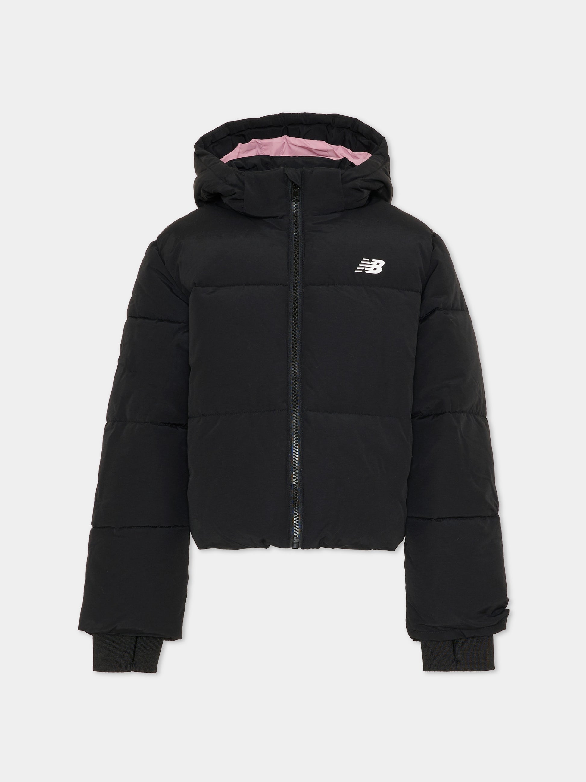 Piumino nero per bambina con logo,New Balance,LAKG0230 BK
