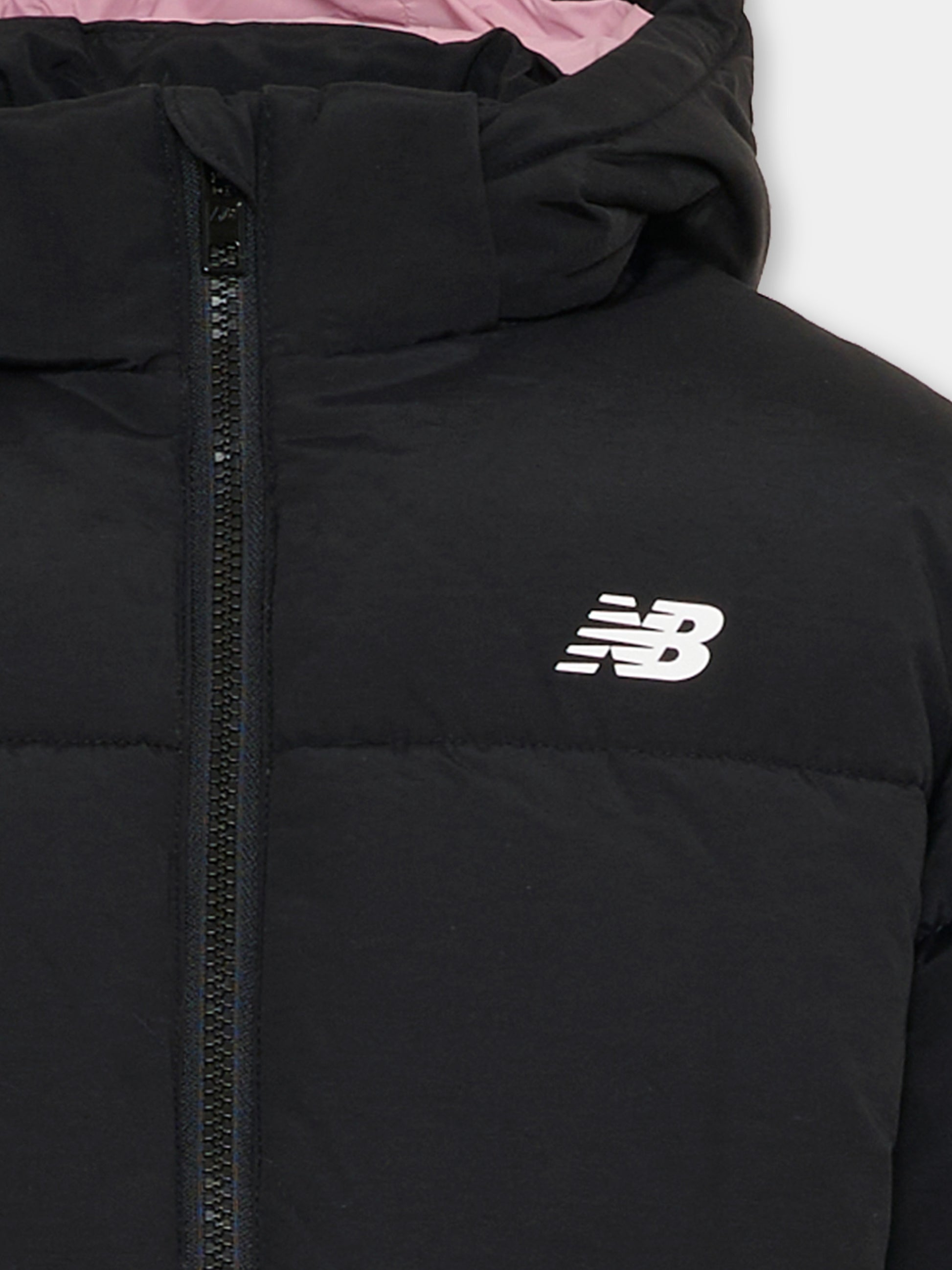 Piumino nero per bambina con logo,New Balance,LAKG0230 BK