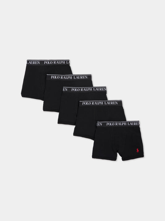 Set boxer nero per bambino con cavallino,Ralph Lauren Kids,9P5014 G9O