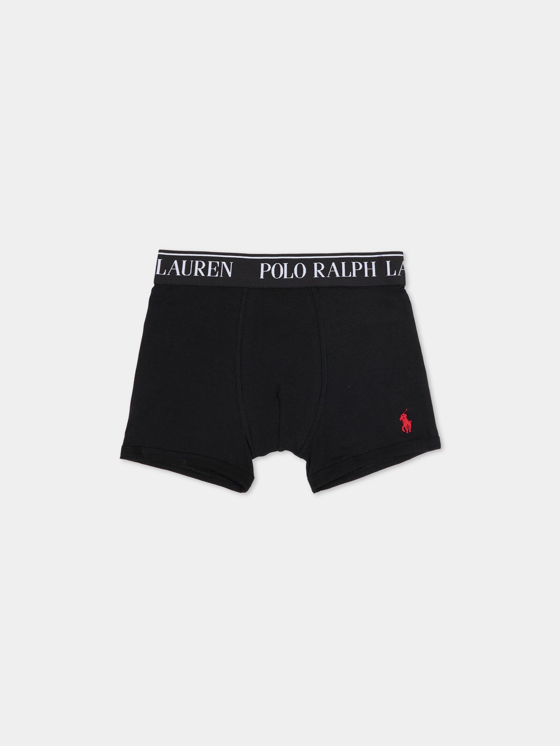 Set boxer nero per bambino con cavallino,Ralph Lauren Kids,9P5016 G9O