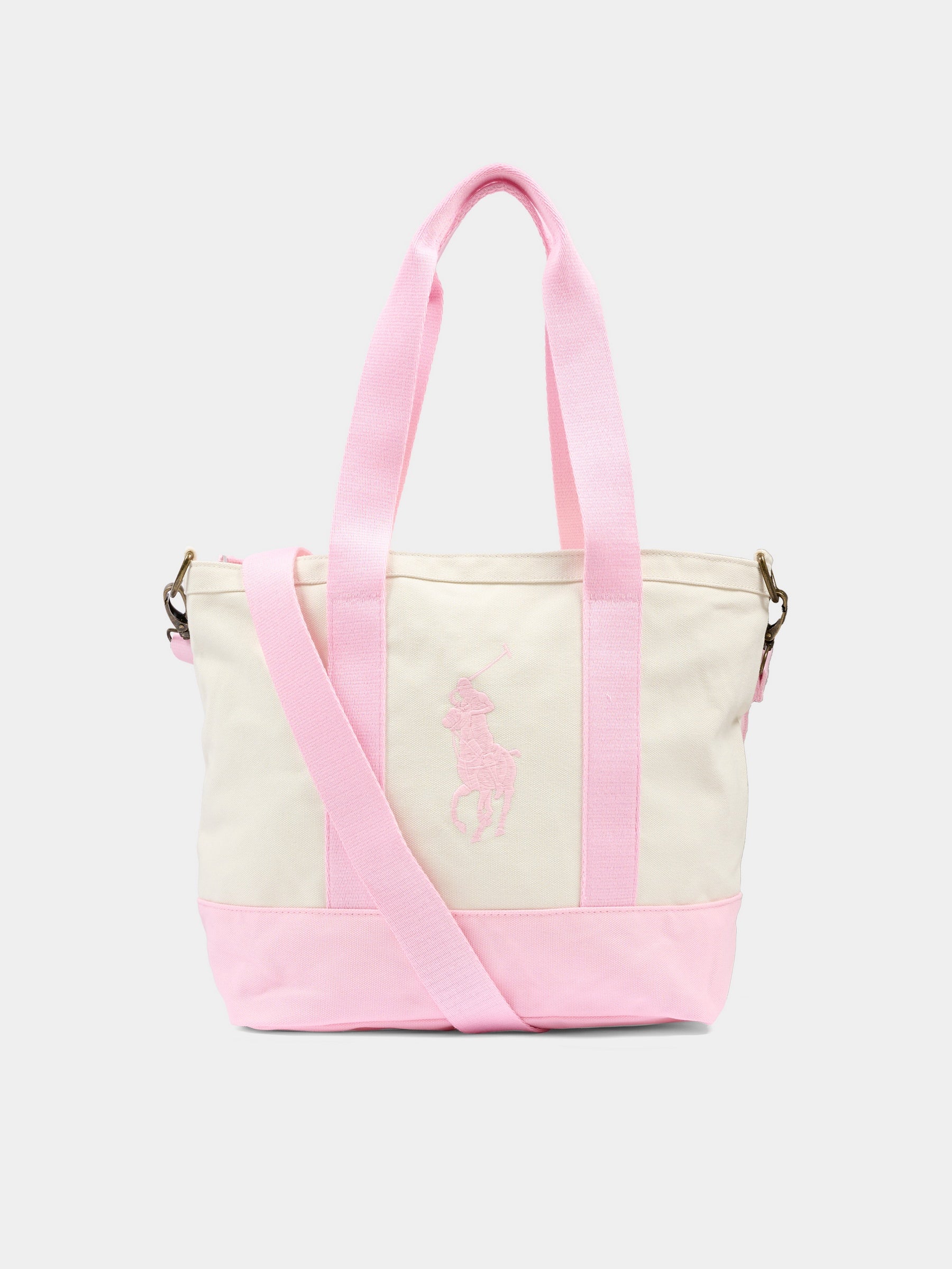 Borsa avorio per bambina con cavallino rosa,Ralph Lauren Kids,9AR023 W2Q