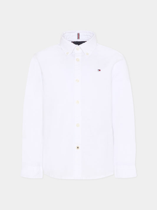 Camicia bianca per bambino con bandierina,Tommy Hilfiger Junior,KB0KB06964 YBR