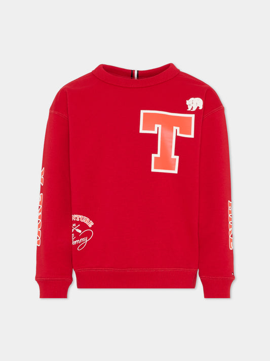 Felpa rossa per bambino con logo,Tommy Hilfiger Junior,KB0KB09898 XLD