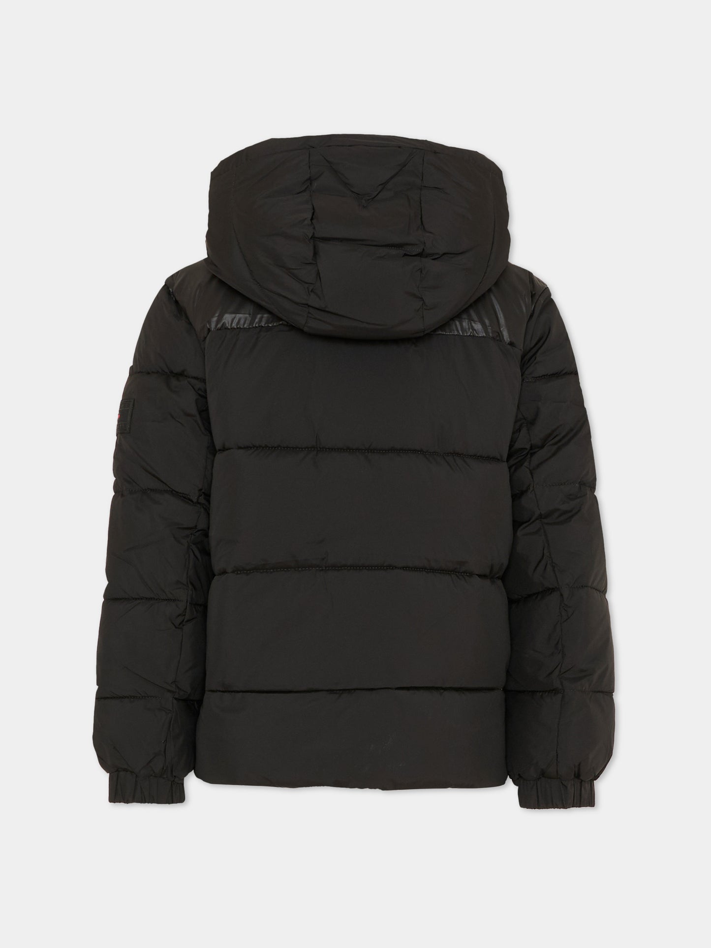 Piumino nero per bambino con logo,Tommy Hilfiger Junior,KB0KB10093 BDS