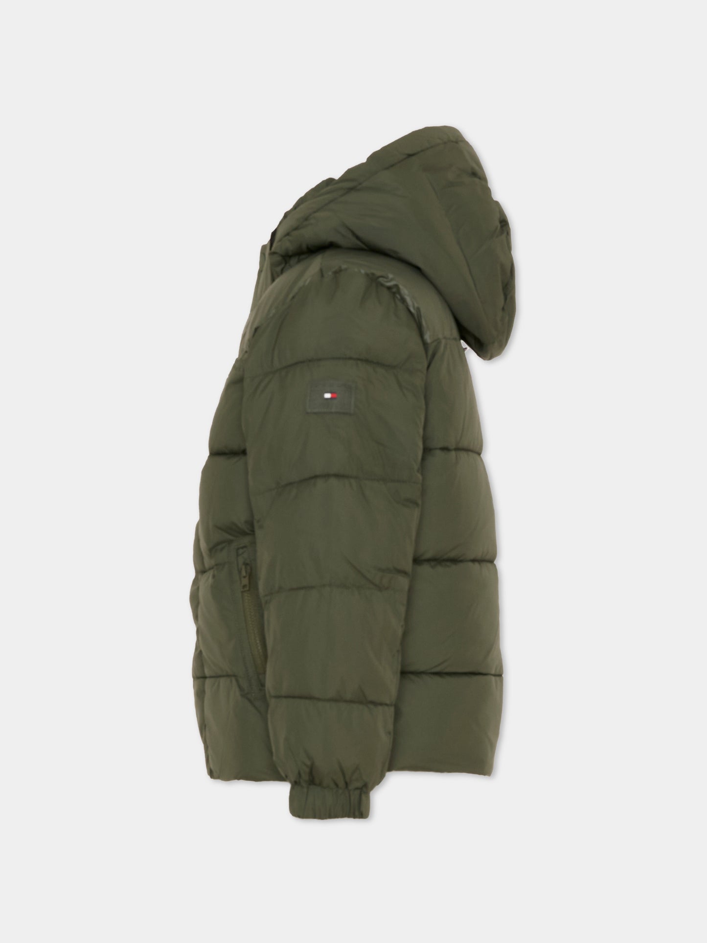 Piumino verde per bambino con logo,Tommy Hilfiger Junior,KB0KB10093 MRH