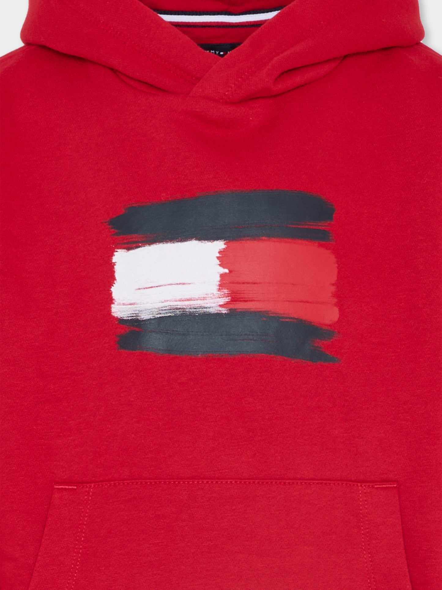 Felpa rossa per bambino con bandierina,Tommy Hilfiger Junior,KB0KB10112 XLD