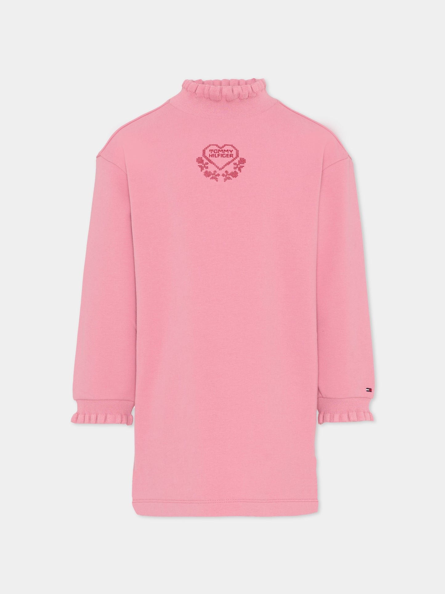 Vestito rosa per bambina con logo,Tommy Hilfiger Junior,KG0KG08795 THC