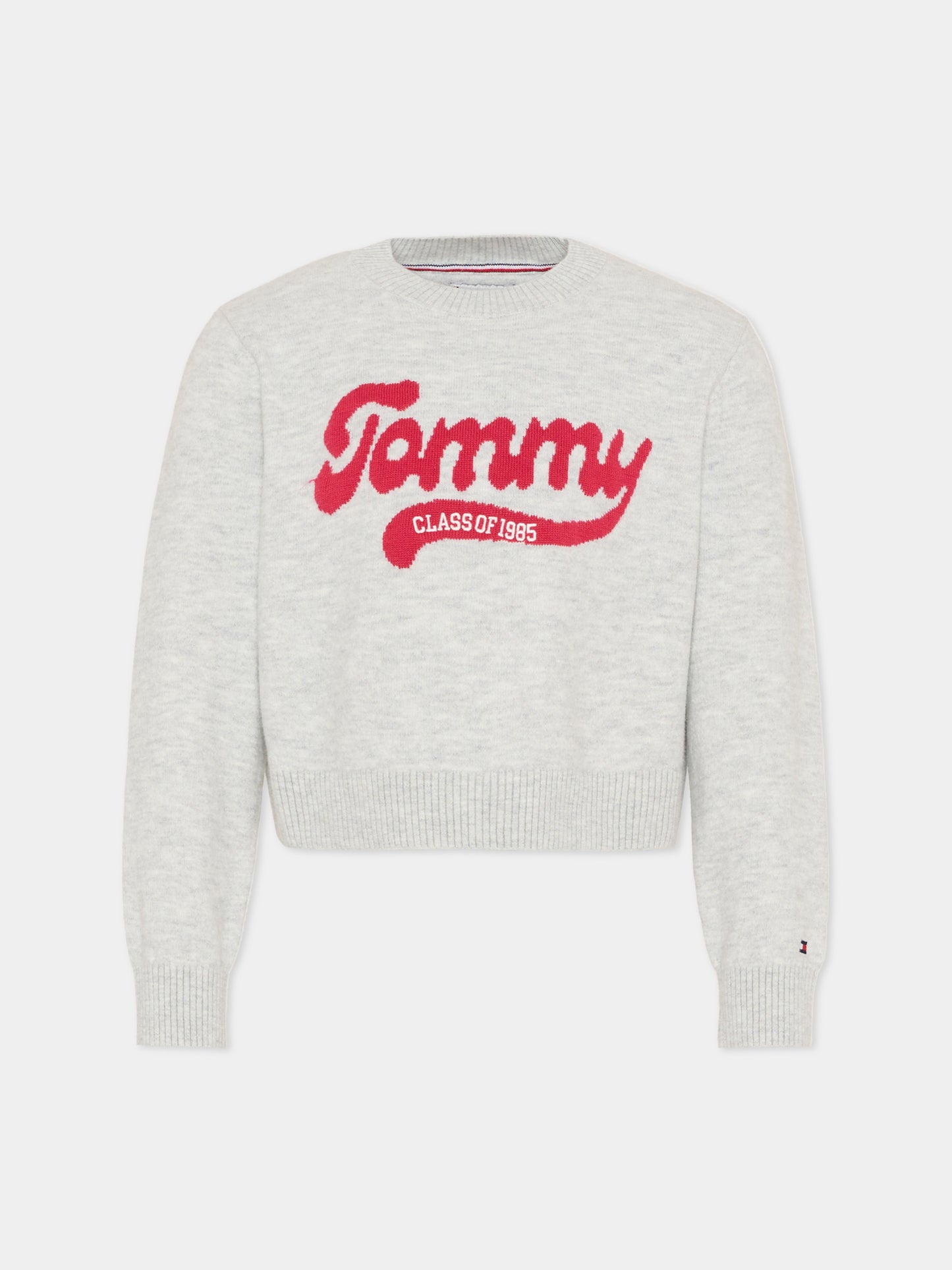 Maglione crop grigio per bambina con logo,Tommy Hilfiger Junior,KG0KG08842 P09