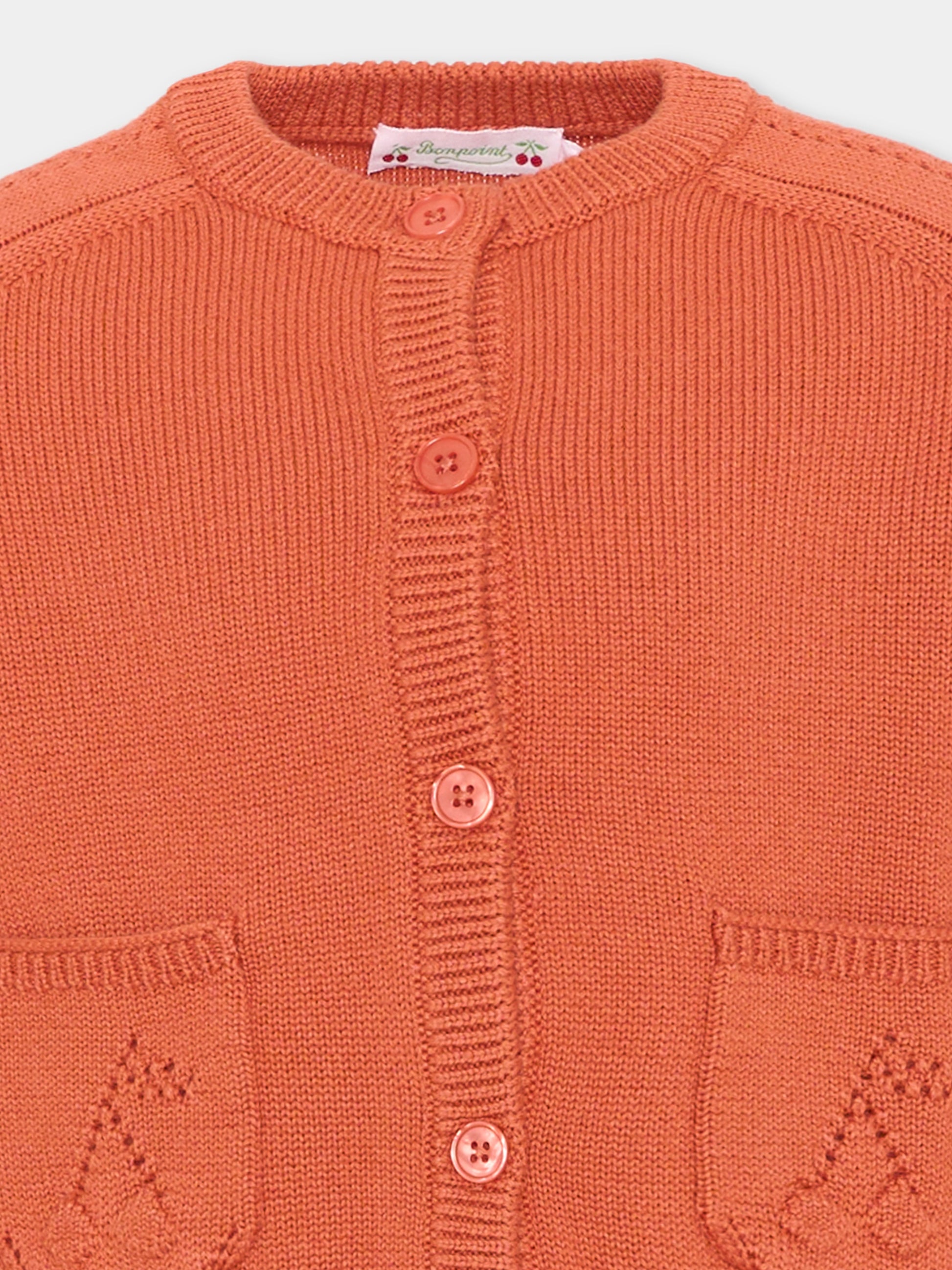 Cardigan arancione per bambina,Bonpoint,W06GCAK00003 035C