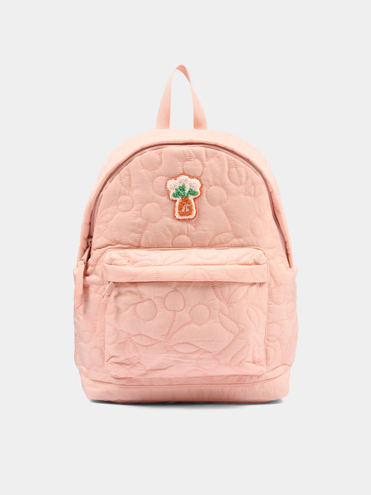 Zaino rosa per bambina trapuntato con ciliegie,Bonpoint,W06GBAW00001 025D
