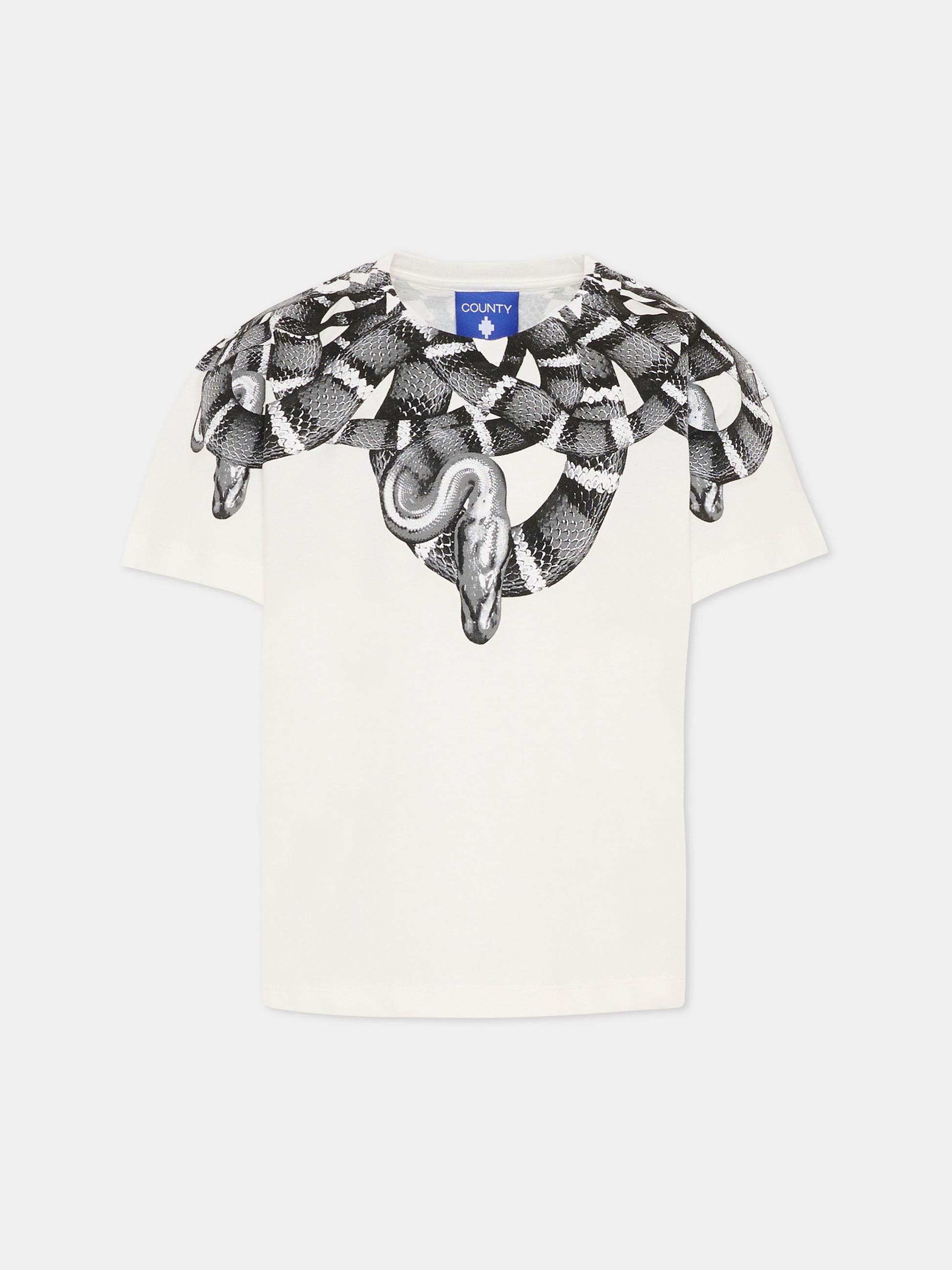 T-shirt avorio per bambino con serpente,County Of Milan Kids,F5CMJBTH042 002