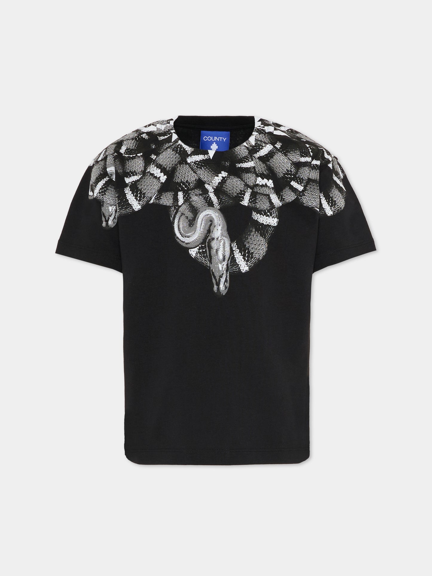 T-shirt nera per bambino con serpente,County Of Milan Kids,F5CMJBTH042 110