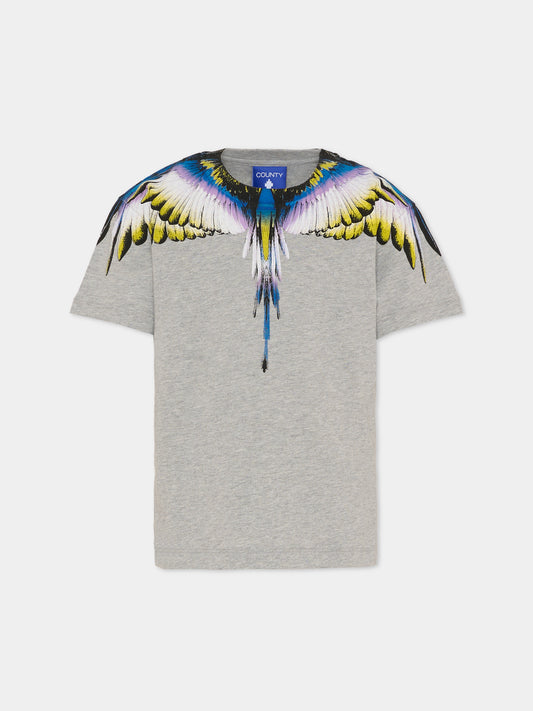 T-shirt grigia per bambino con ali,County Of Milan Kids,F5CMJBTH064 101