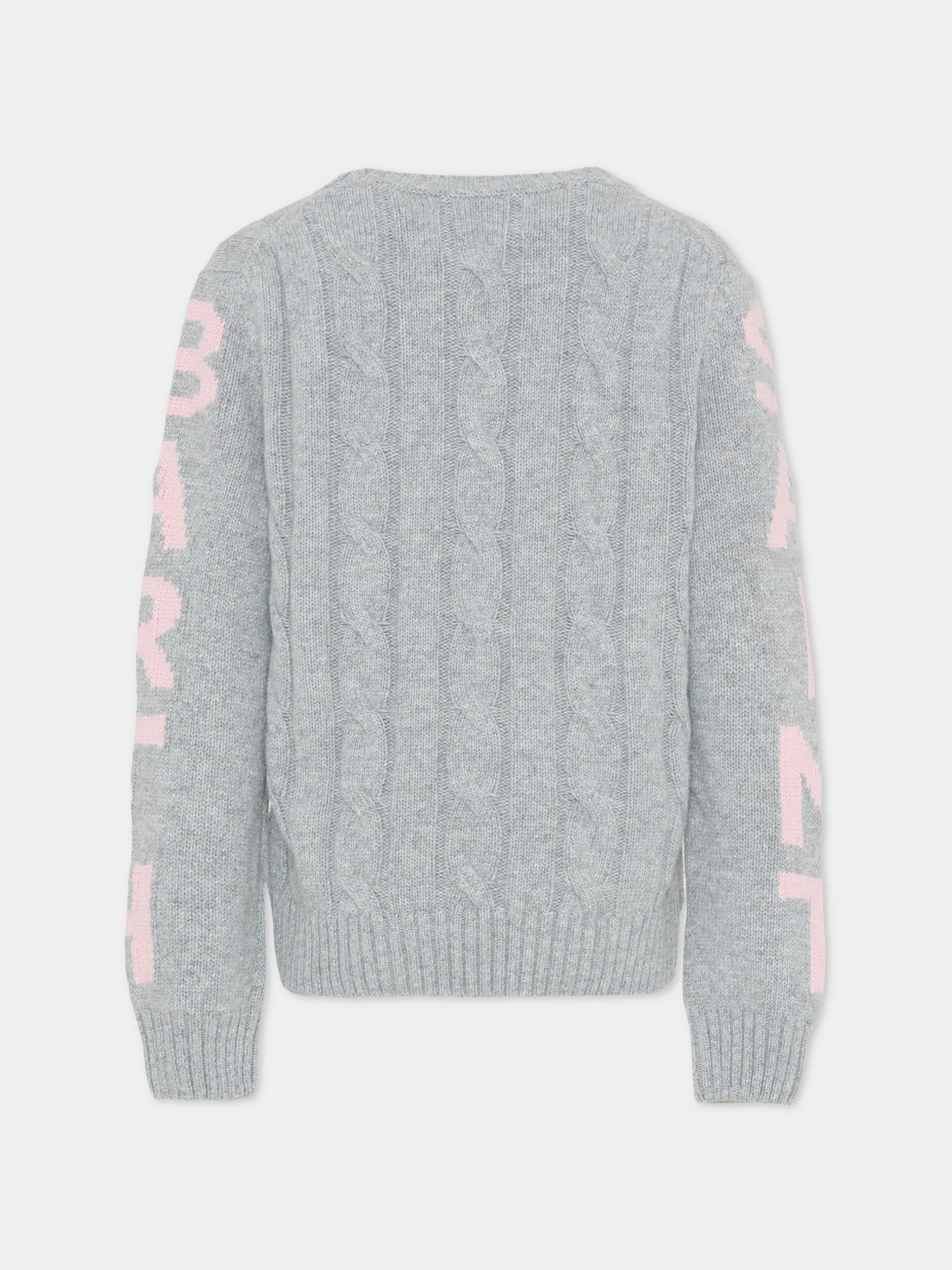 Maglione grigio per bambina con logo rosa,Mc2 Saint Barth,MALM001 02468G