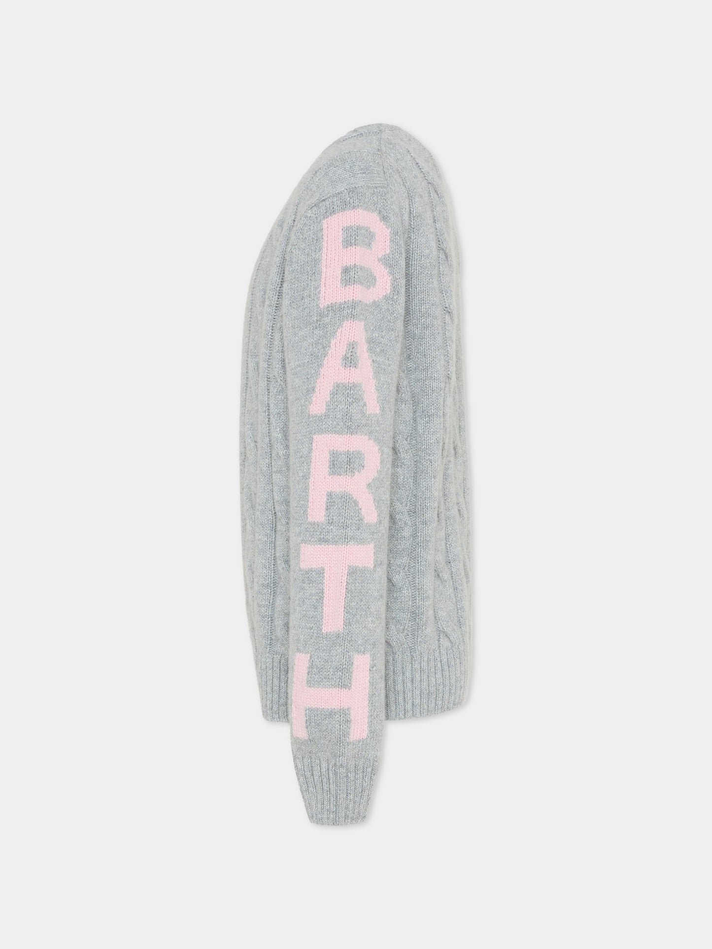 Maglione grigio per bambina con logo rosa,Mc2 Saint Barth,MALM001 02468G