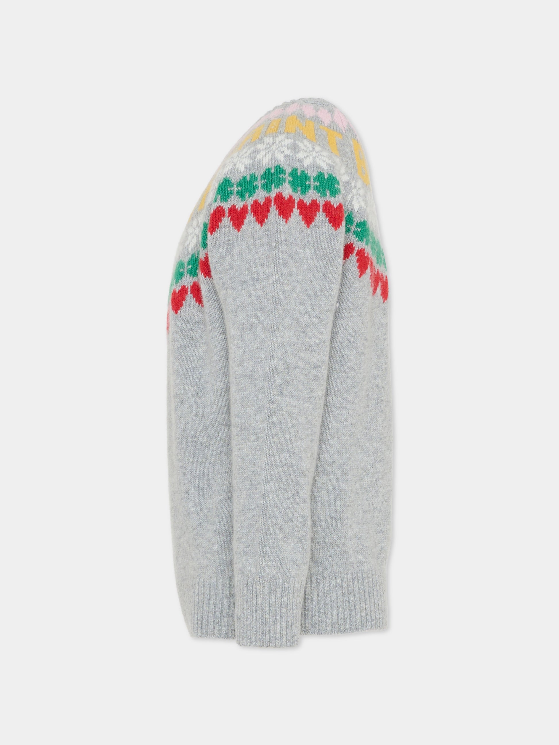 Maglione grigio per bambina con motivo jacquard,Mc2 Saint Barth,PRC0010 00678G