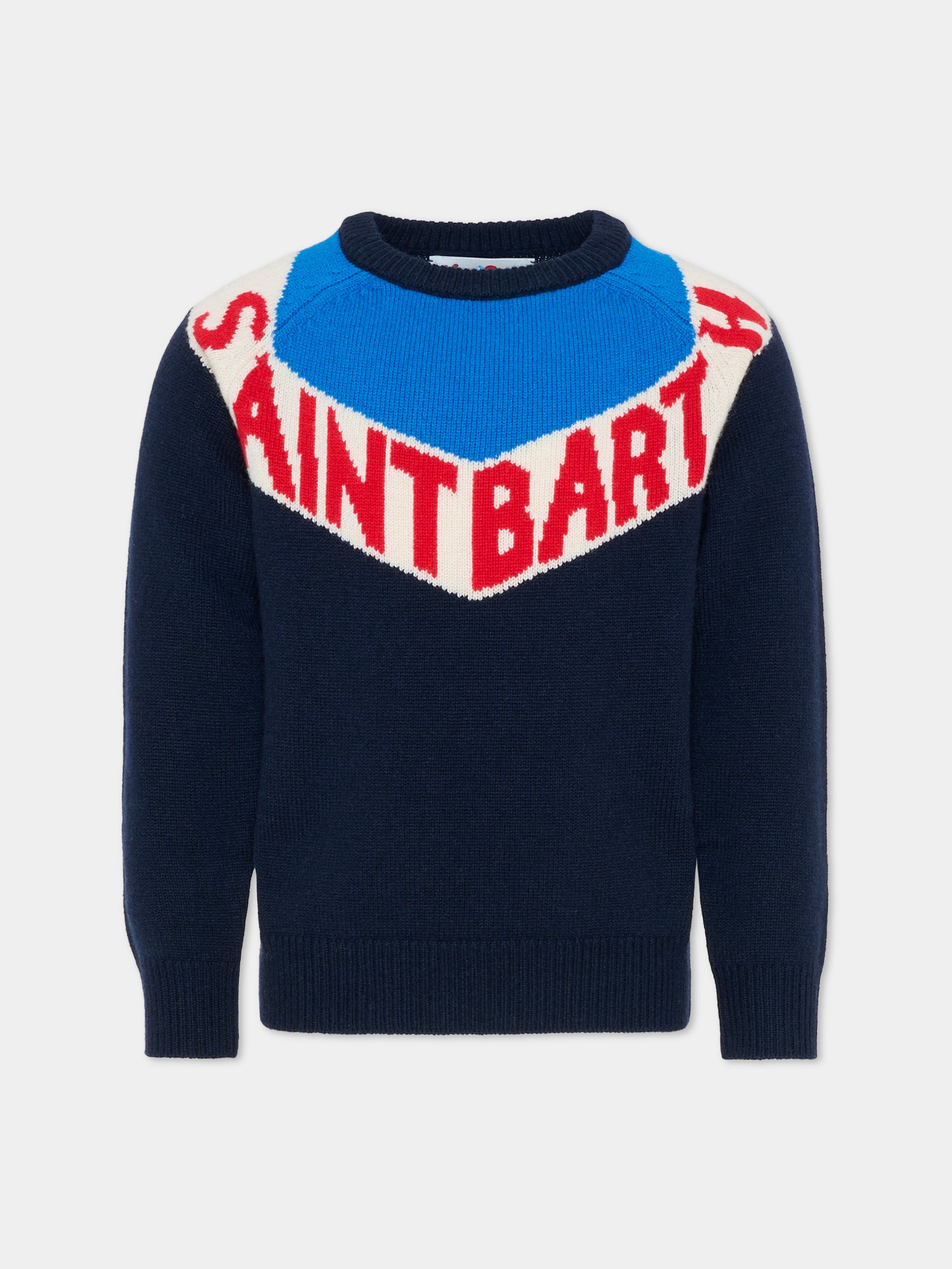 Maglione blu per bambino con logo,Mc2 Saint Barth,DOU0002 10396E