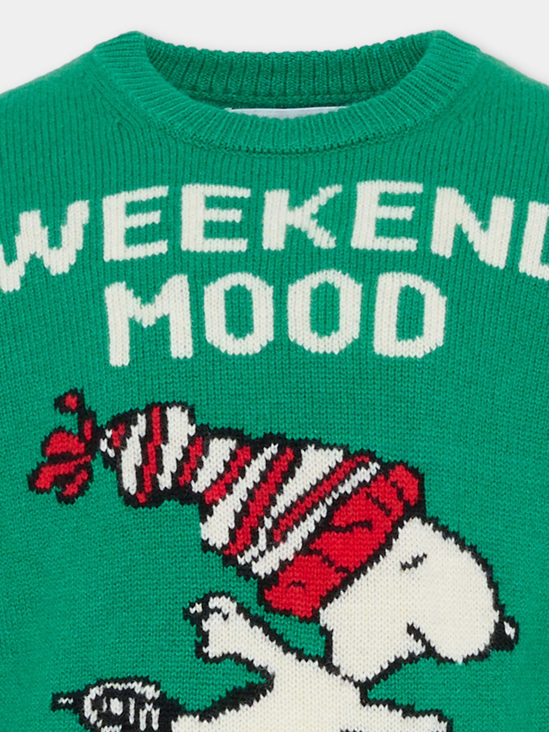 Maglione verde per bambino con Snoopy,Mc2 Saint Barth,DOU0001 09794E