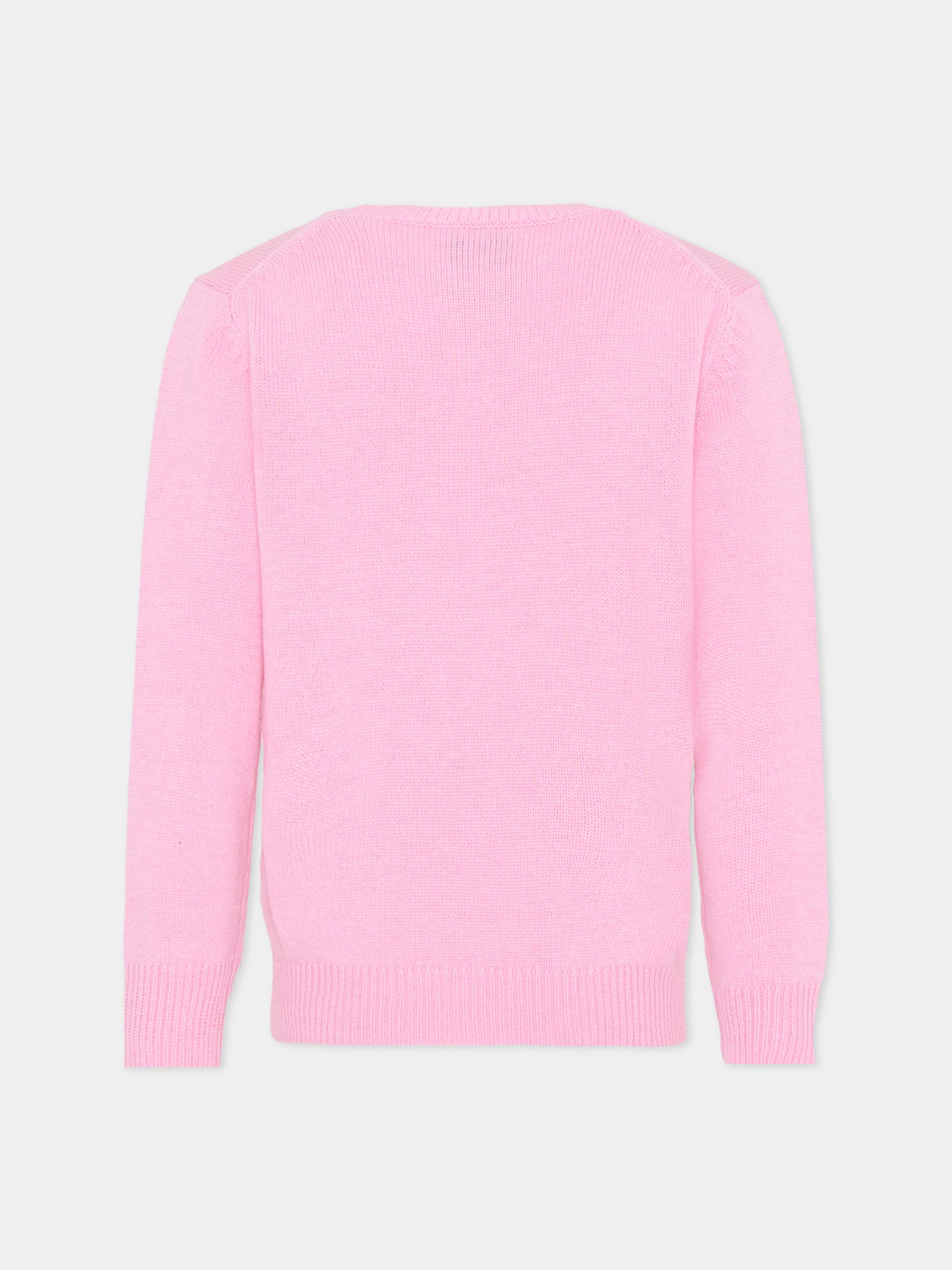 Maglione rosa per bambina con scritta,Mc2 Saint Barth,PRC0001 00552I