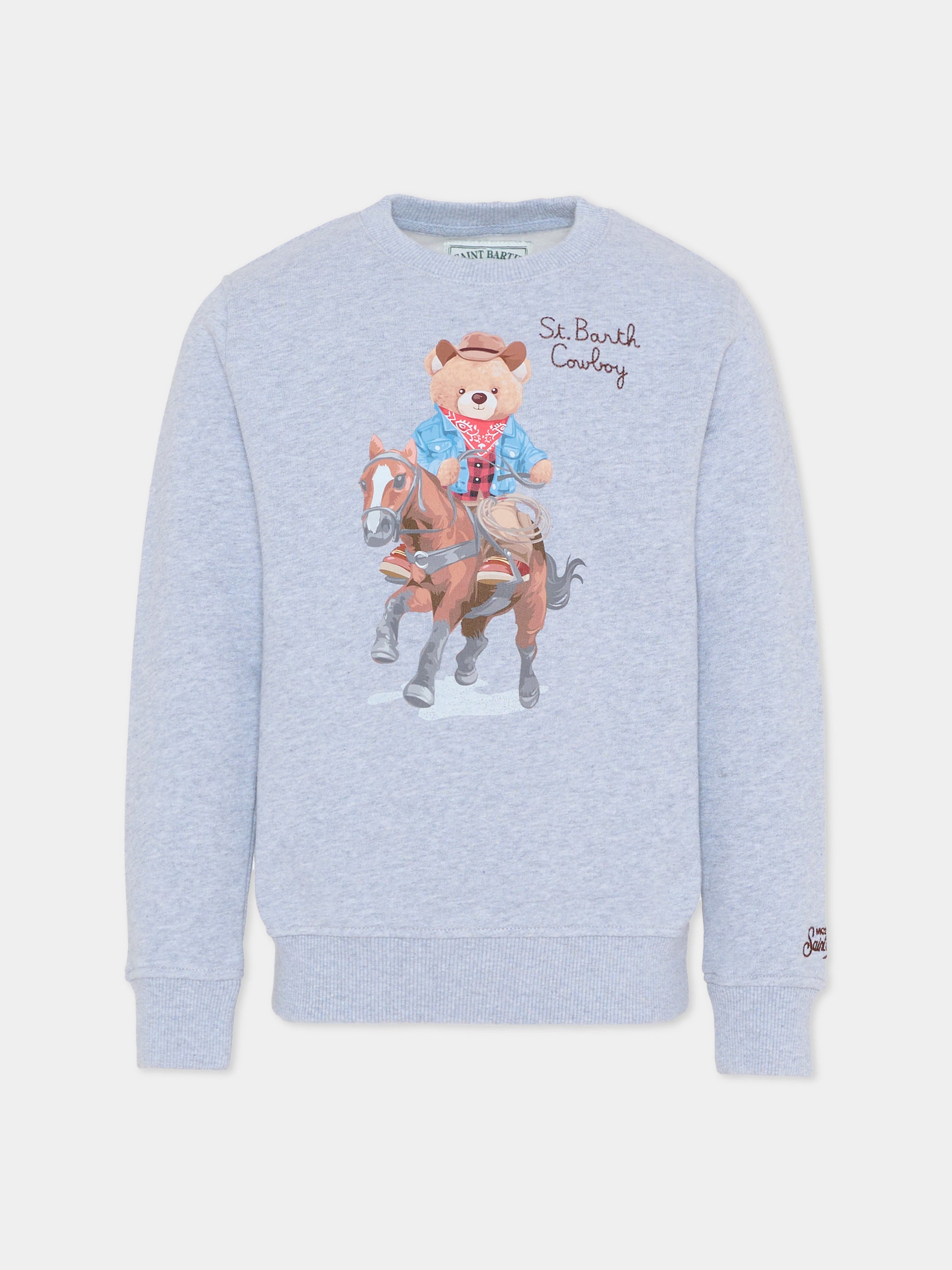 Felpa  grigia per bambino con stampa orsetto,Mc2 Saint Barth,HUT0004 01050I