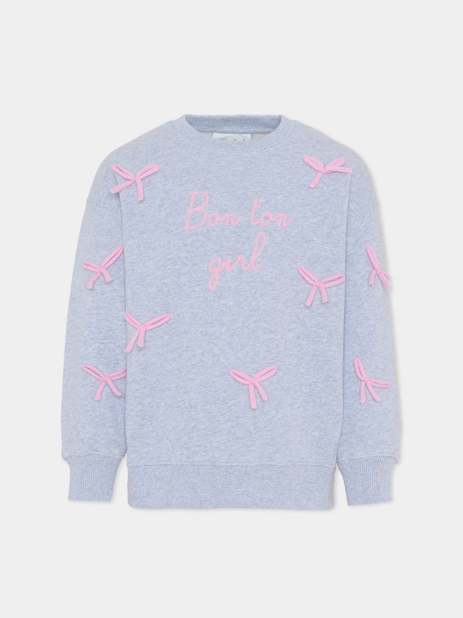 Felpa grigia per bambina con fiocchi,Mc2 Saint Barth,BRN0002 01454I