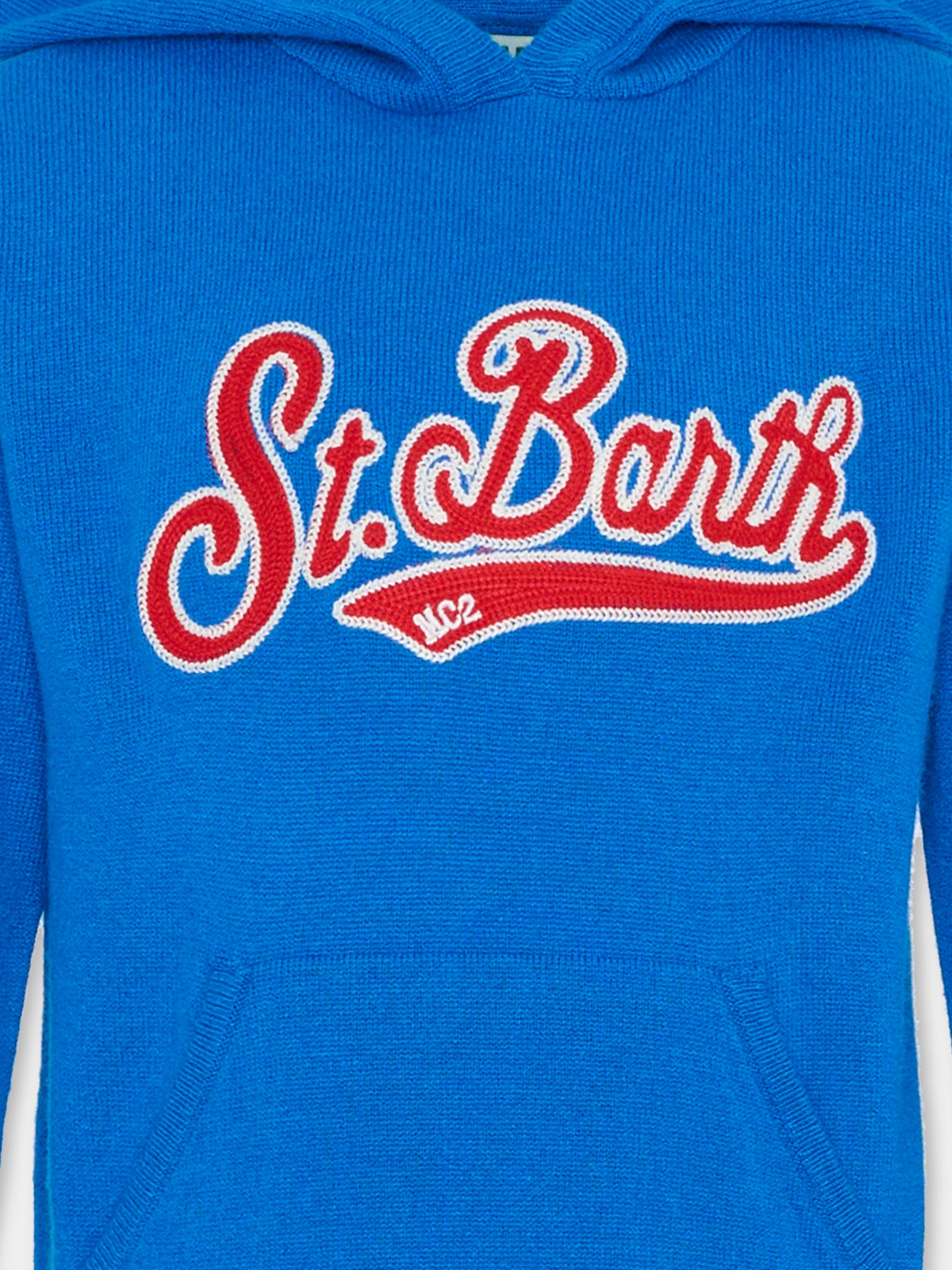 Maglione blu per bambino con logo rosso,Mc2 Saint Barth,WOO0002 10250E