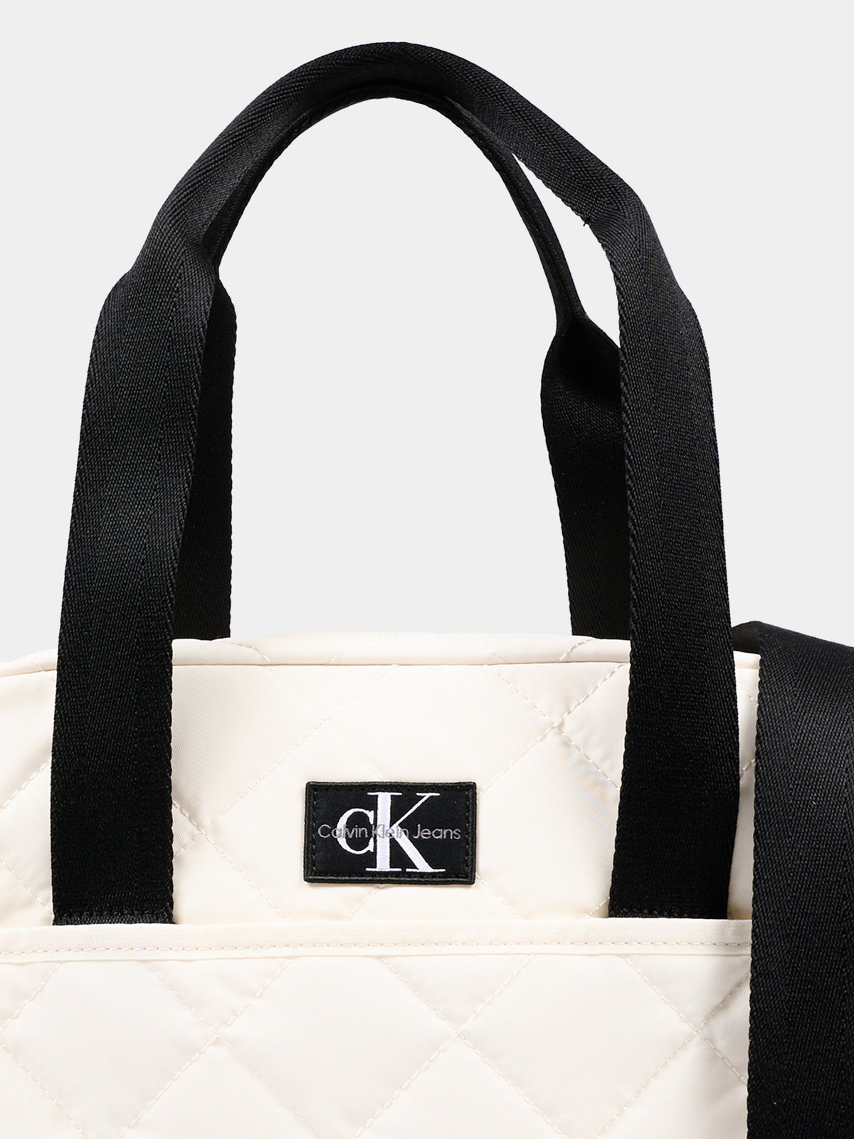 Borsa mamma avorio per neonati trapuntata con logo,Calvin Klein Kids,IU0IU00567 YAS