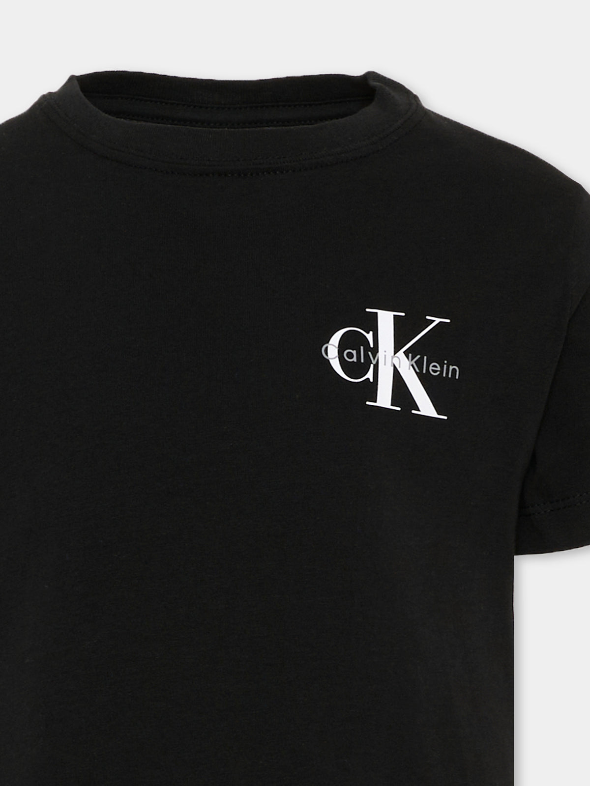 T-Shirt nera per bambini con logo,Calvin Klein Kids,LV1CKTJA16 BEH